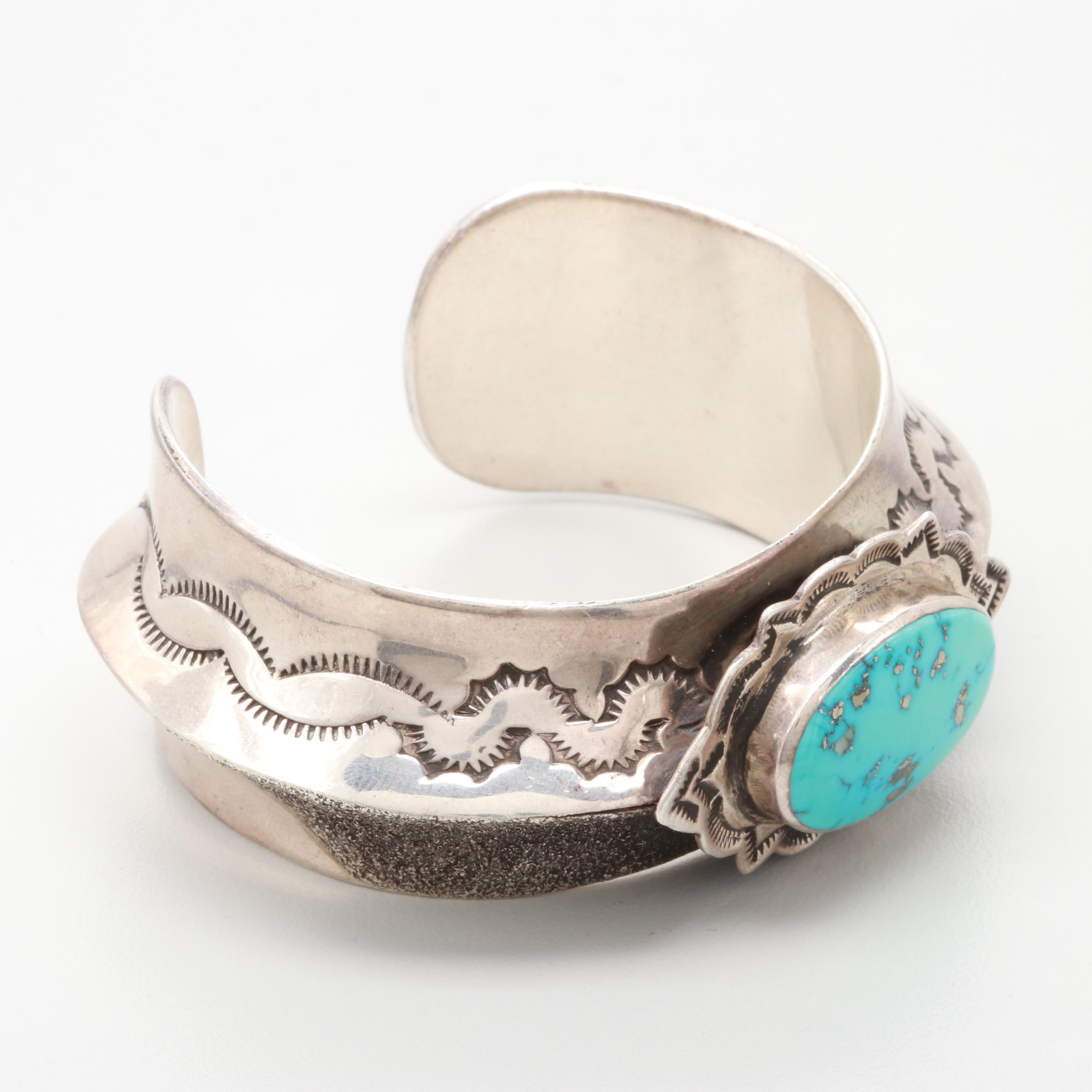 Redwater Navajo Diné Sterling Silver Turquoise Cuff