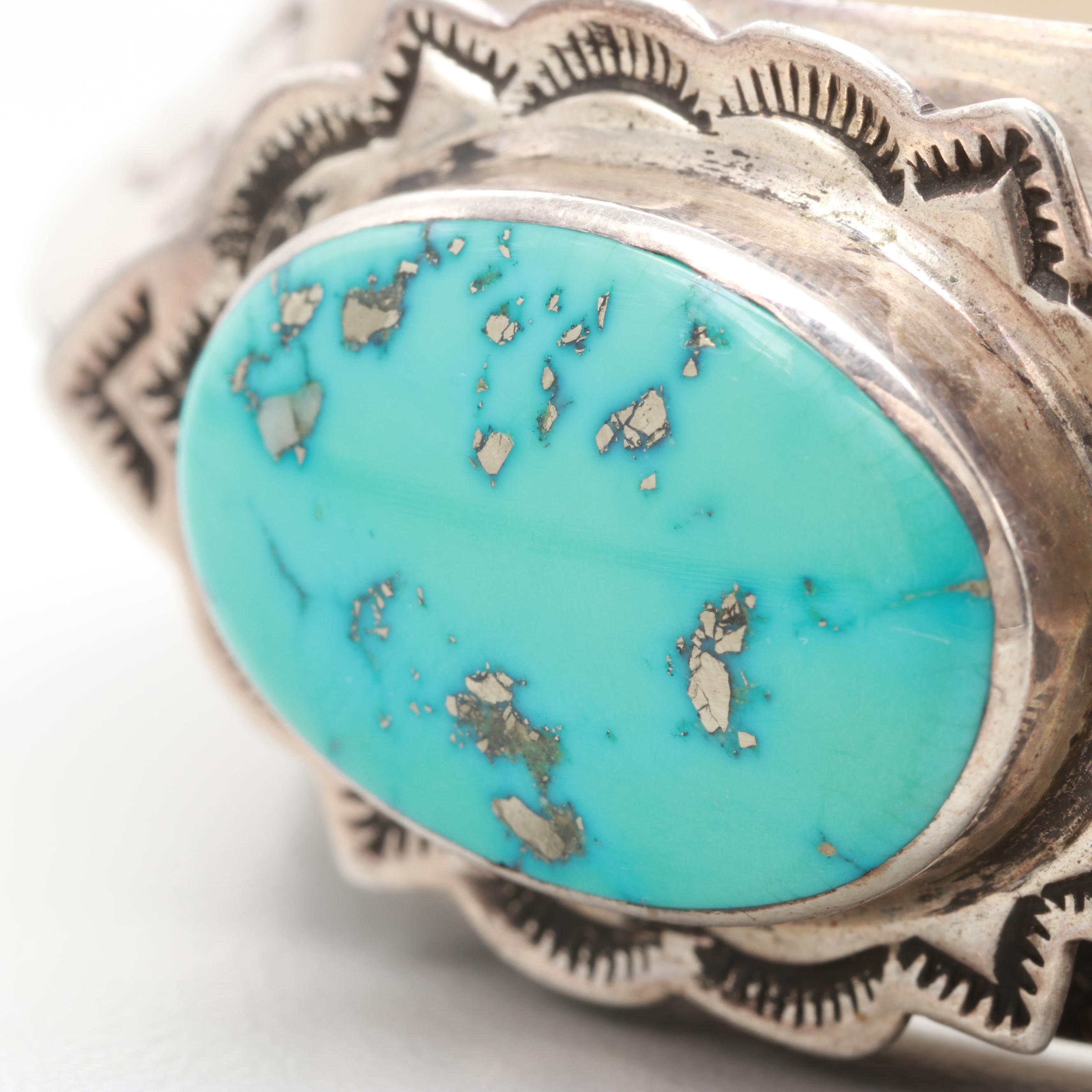 Redwater Navajo Diné Sterling Silver Turquoise Cuff