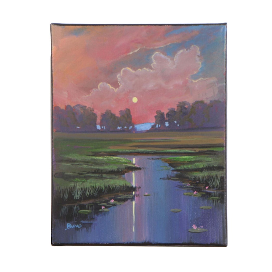 Douglas Bumo Johnpeer Oil Painting "Quiet Pond"