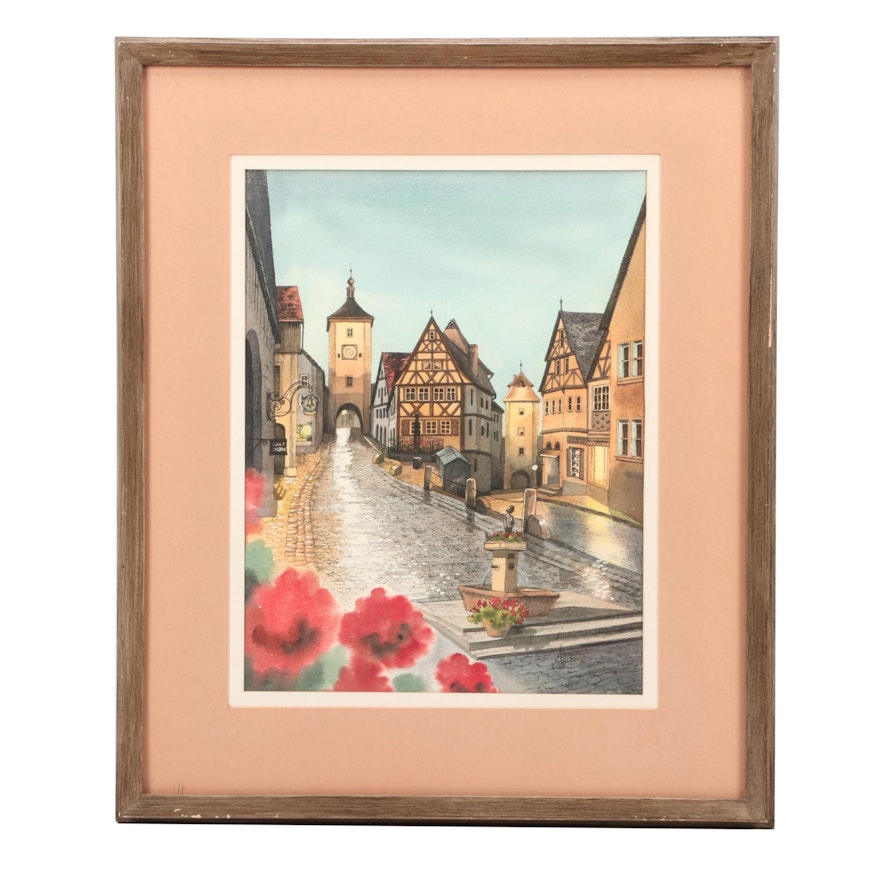 Adele Watercolor Painting of Rothenburg Tauber, Germany