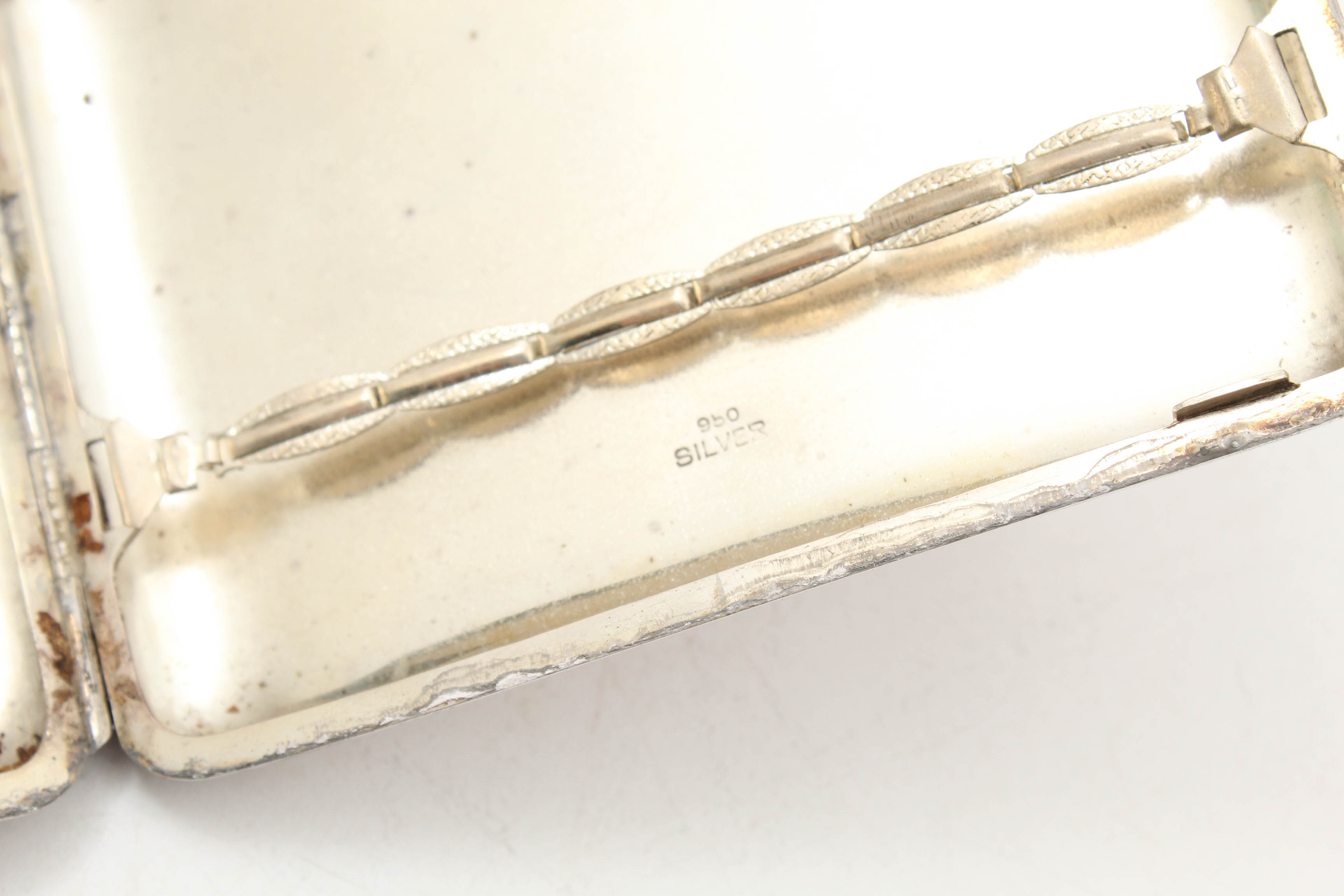 Vintage Japanese Sterling Silver Cigarette Case and Matching Lighter