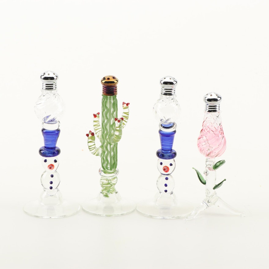 Hand-Blown Art Glass Salt and Pepper Shakers, 21st Century