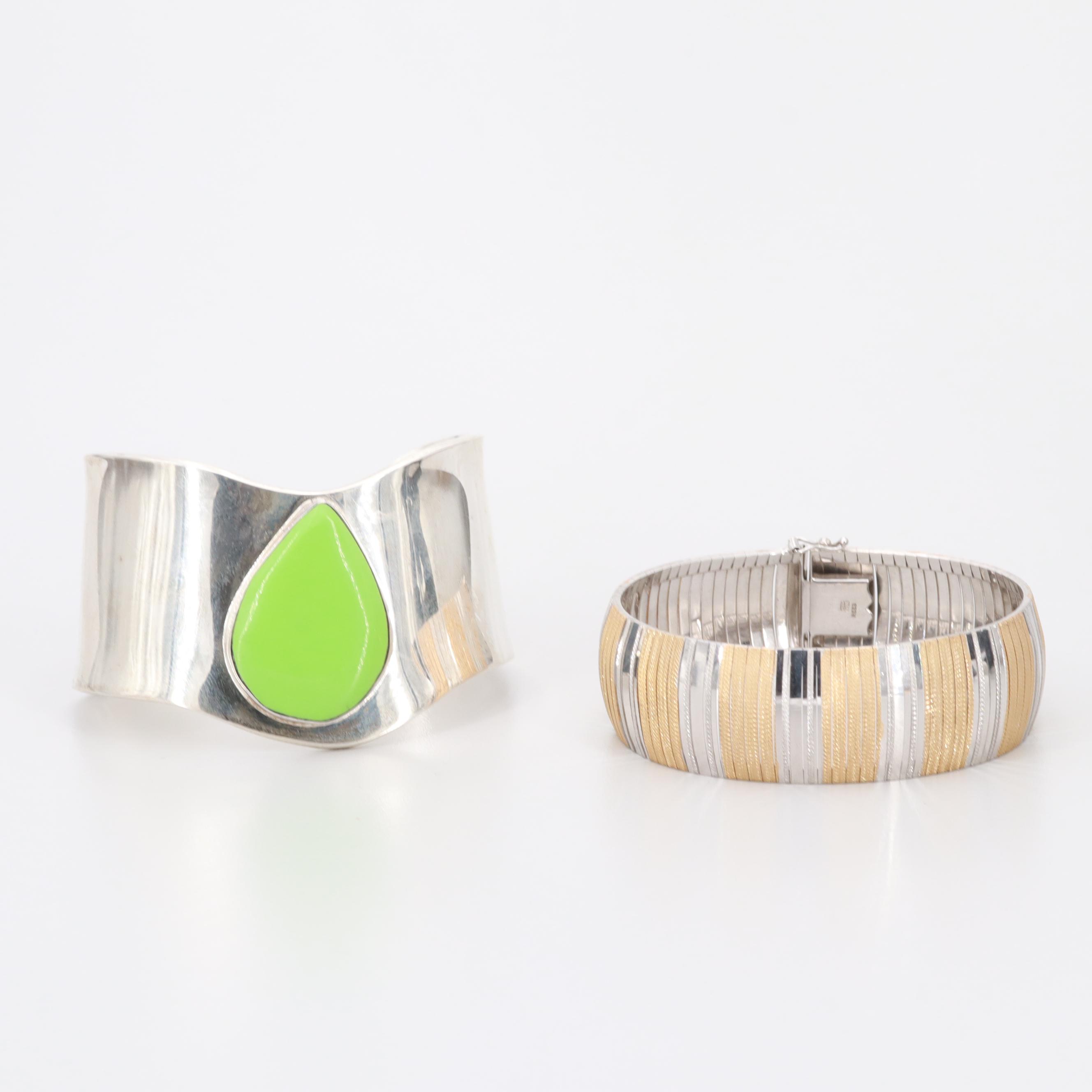 Sterling Silver Bracelets Including Imitation Gaspeite