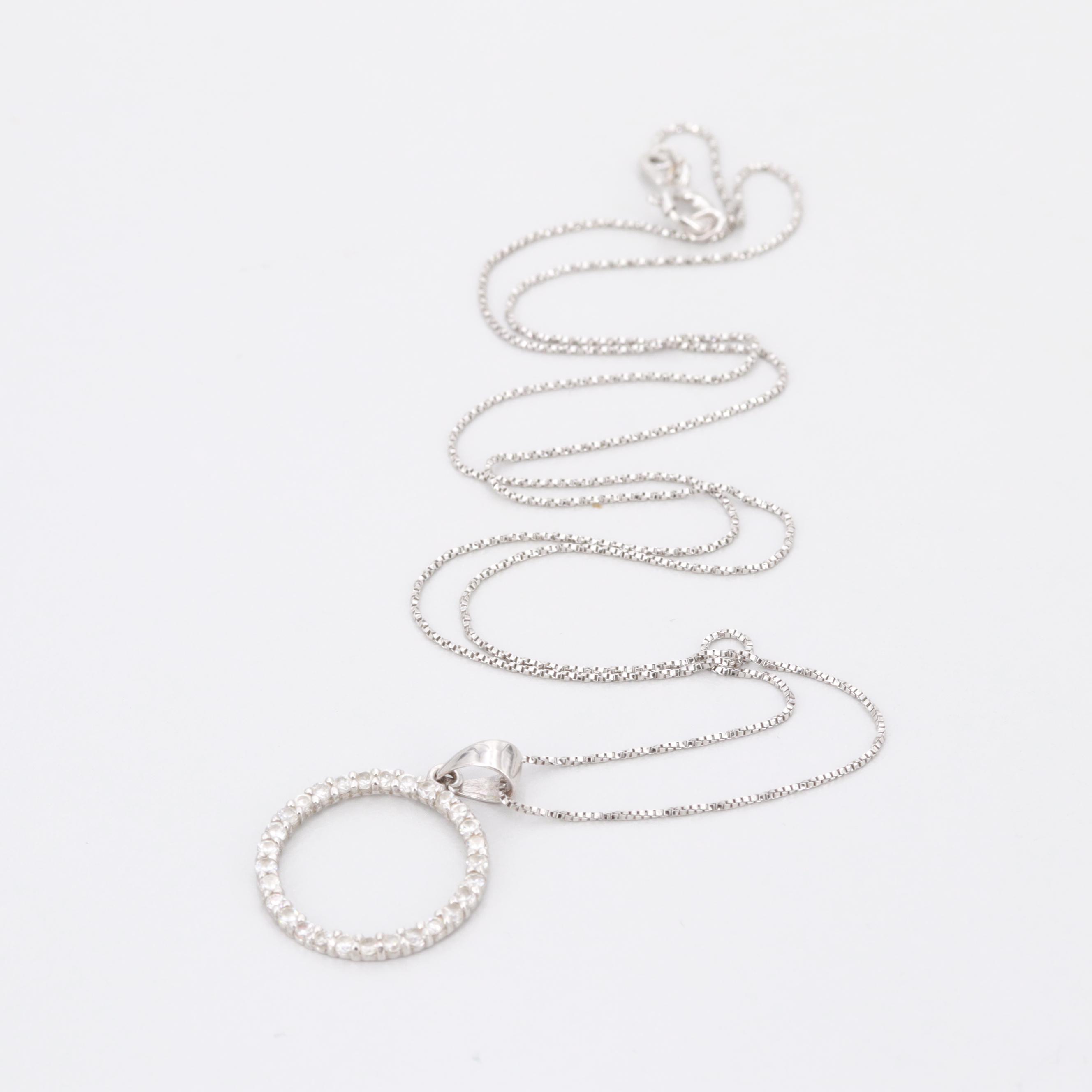 14K White Gold Cubic Zirconia Necklace
