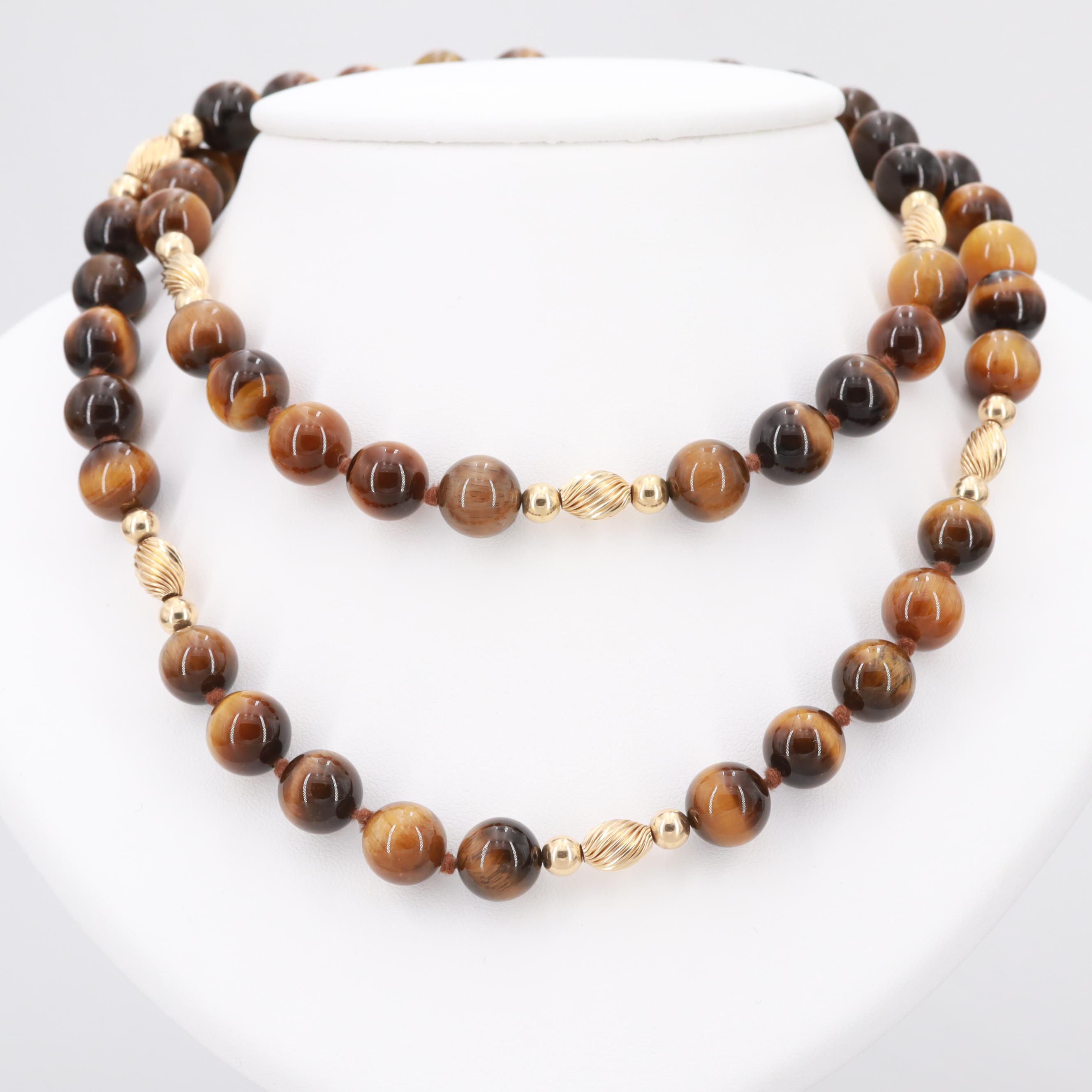 14K Yellow Gold Tiger's Eye Necklace