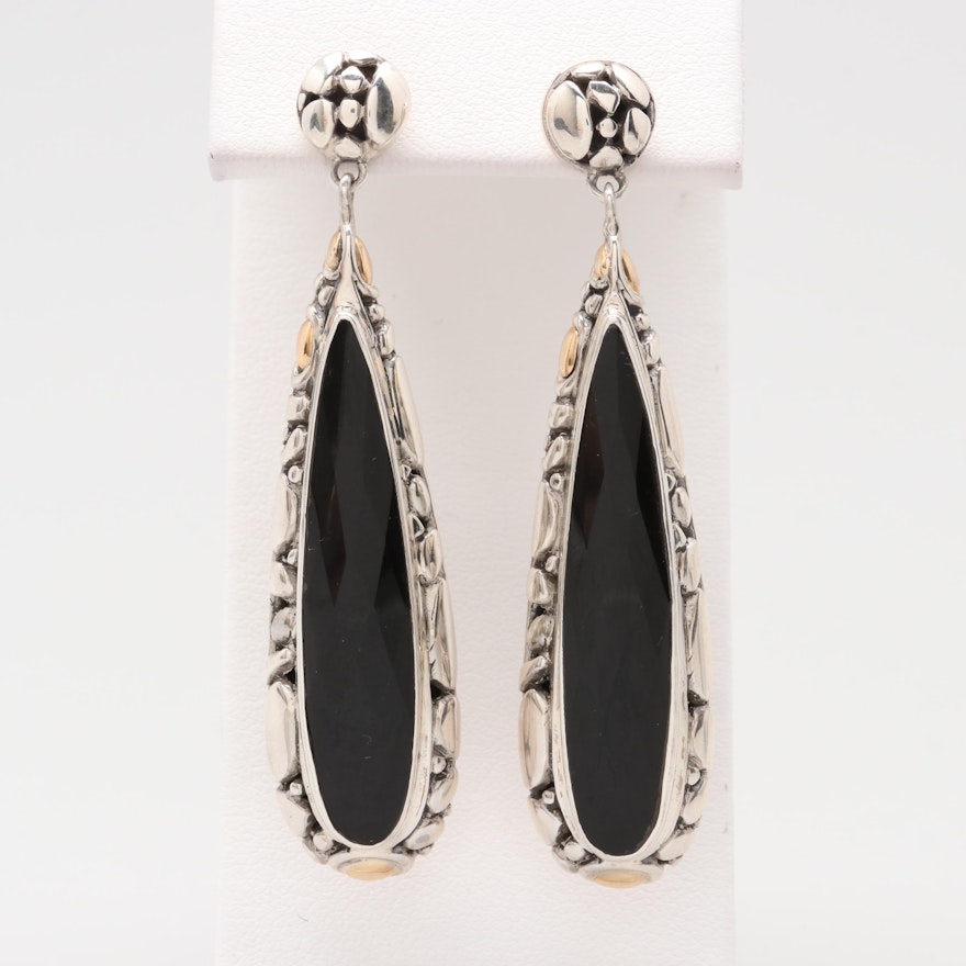 Robert Manse Sterling Silver Black Onyx Earrings with 18K Accents