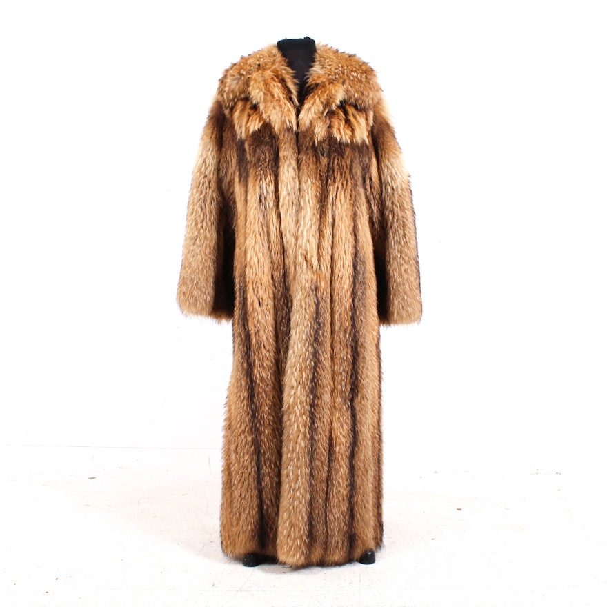 Vintage Geoffrey Beene for Montaldo's Coyote Fur Full-Length Coat