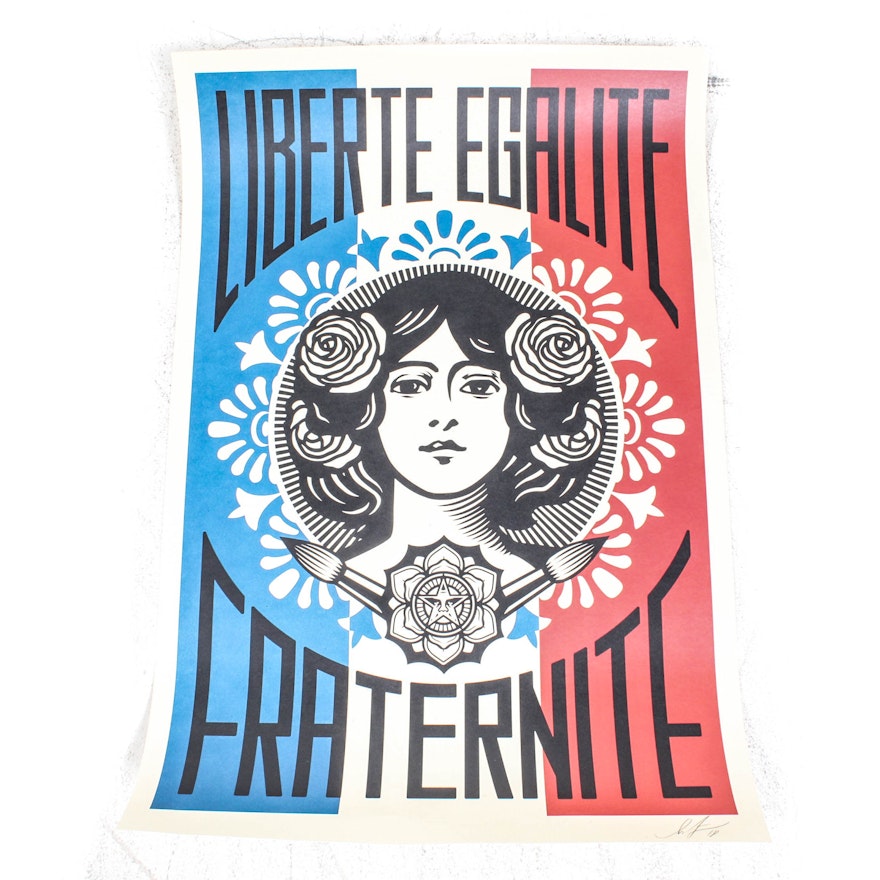 Shepard Fairey Offset Poster "Liberté, Egalité, Fraternité"