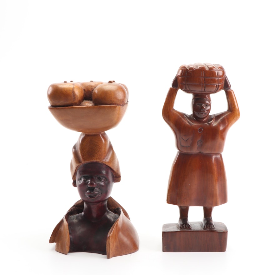 Haitian Carved Wood Figural Sculptures