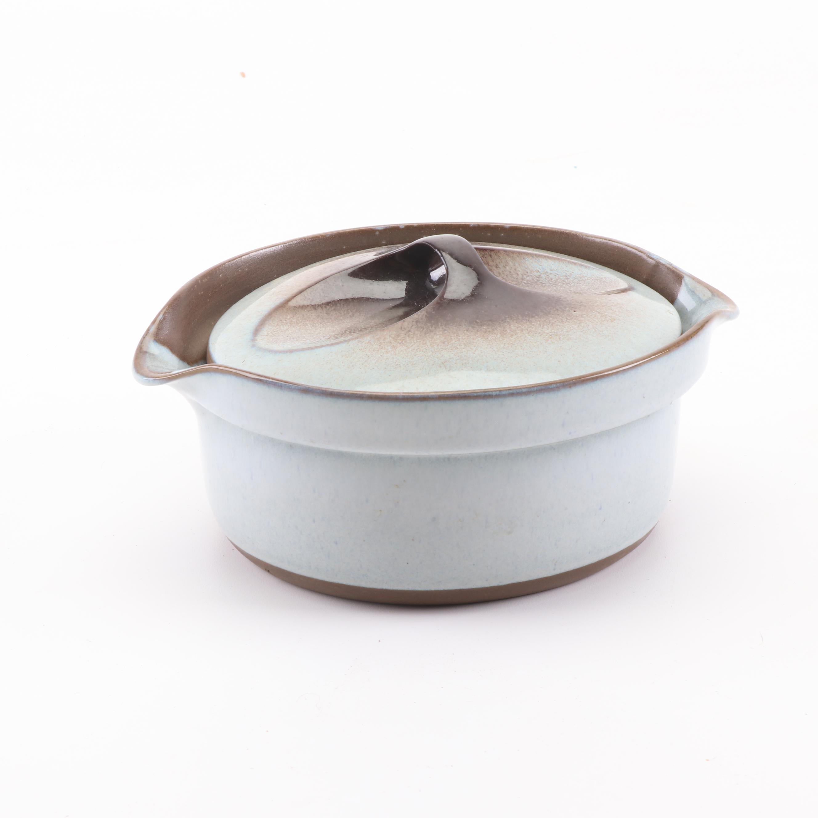 Signed Peter Pots Lidded Stoneware Casserole