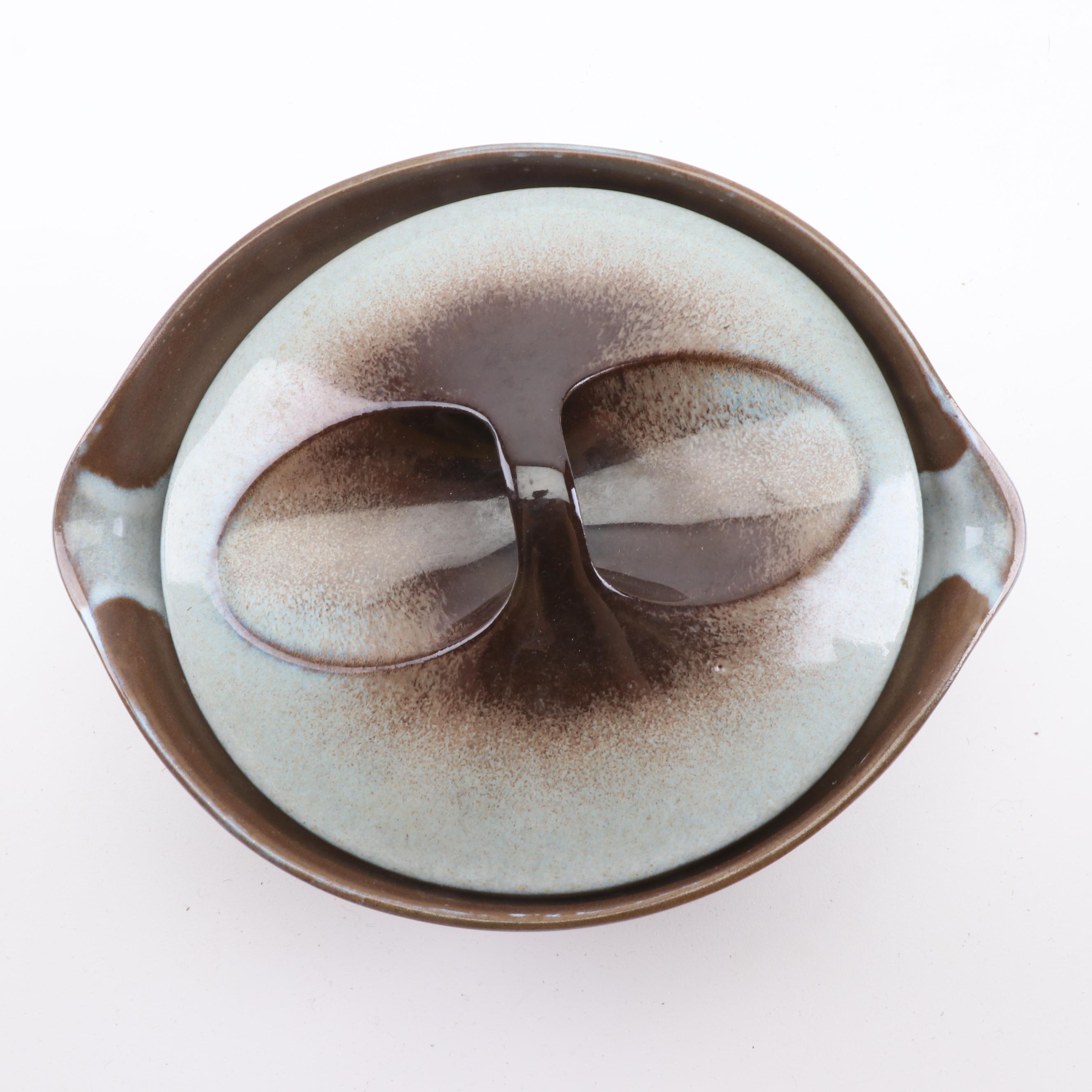 Signed Peter Pots Lidded Stoneware Casserole