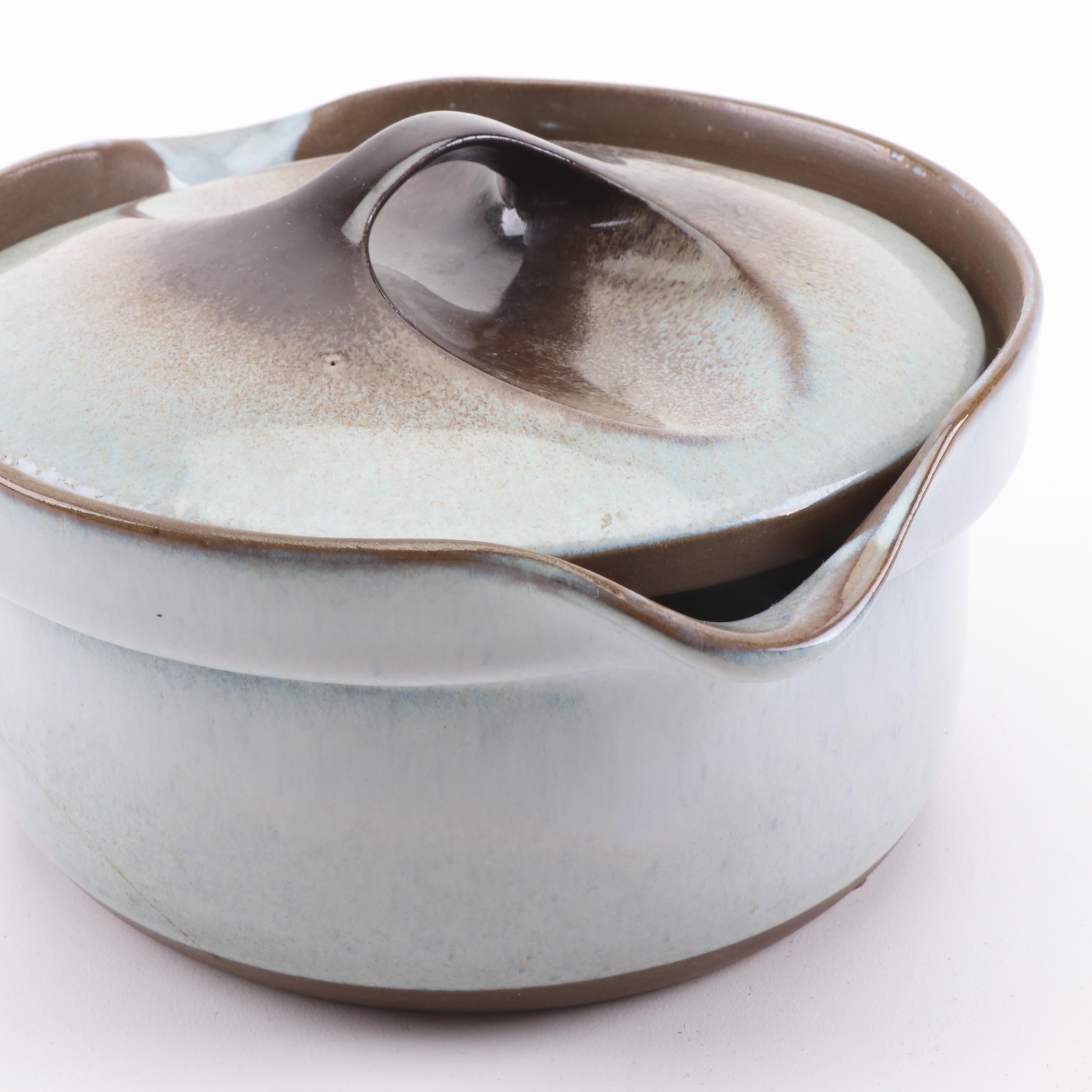 Signed Peter Pots Lidded Stoneware Casserole