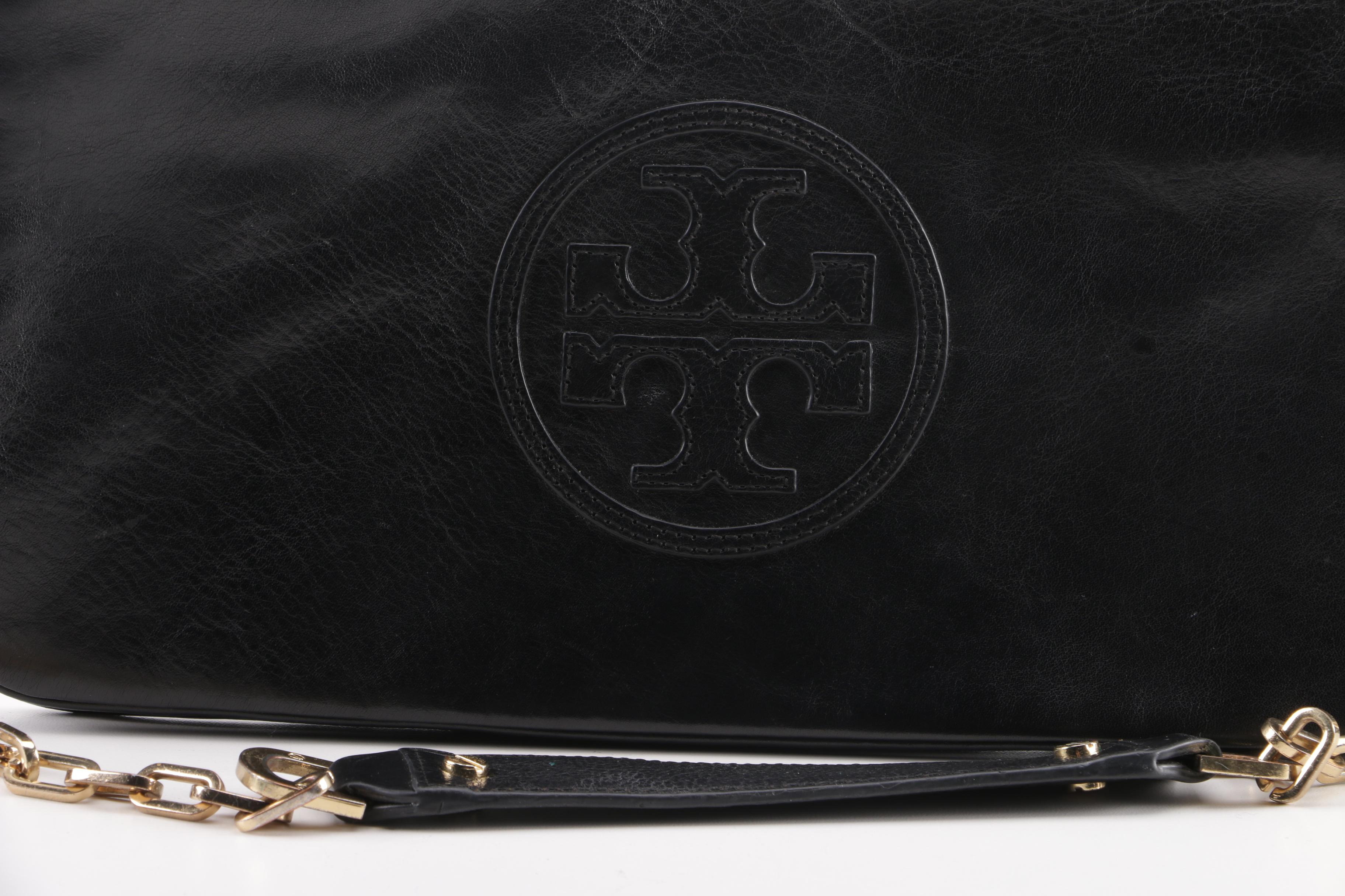 Tory Burch Bombe Reva Black Leather Convertible Clutch
