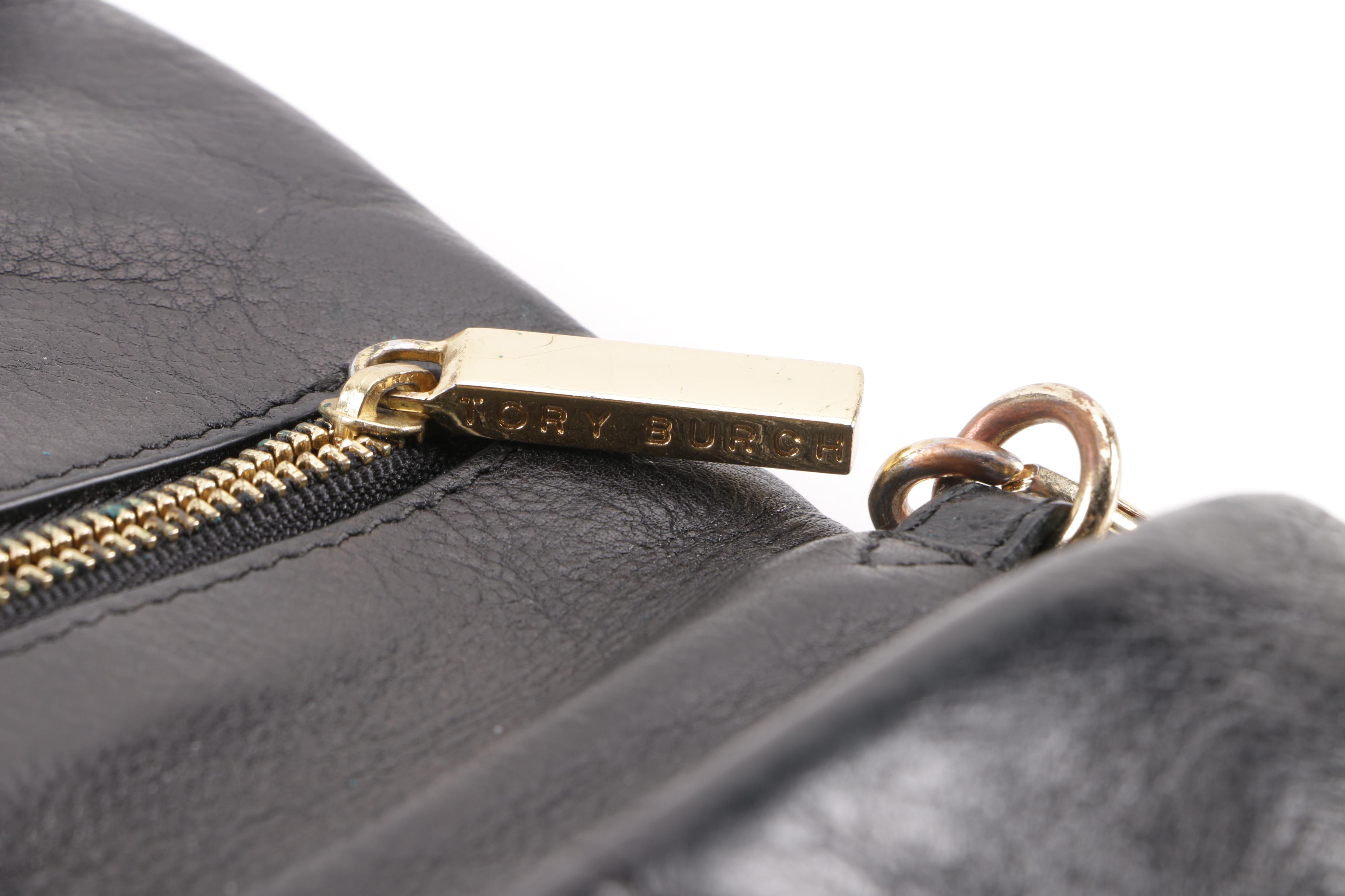 Tory Burch Bombe Reva Black Leather Convertible Clutch