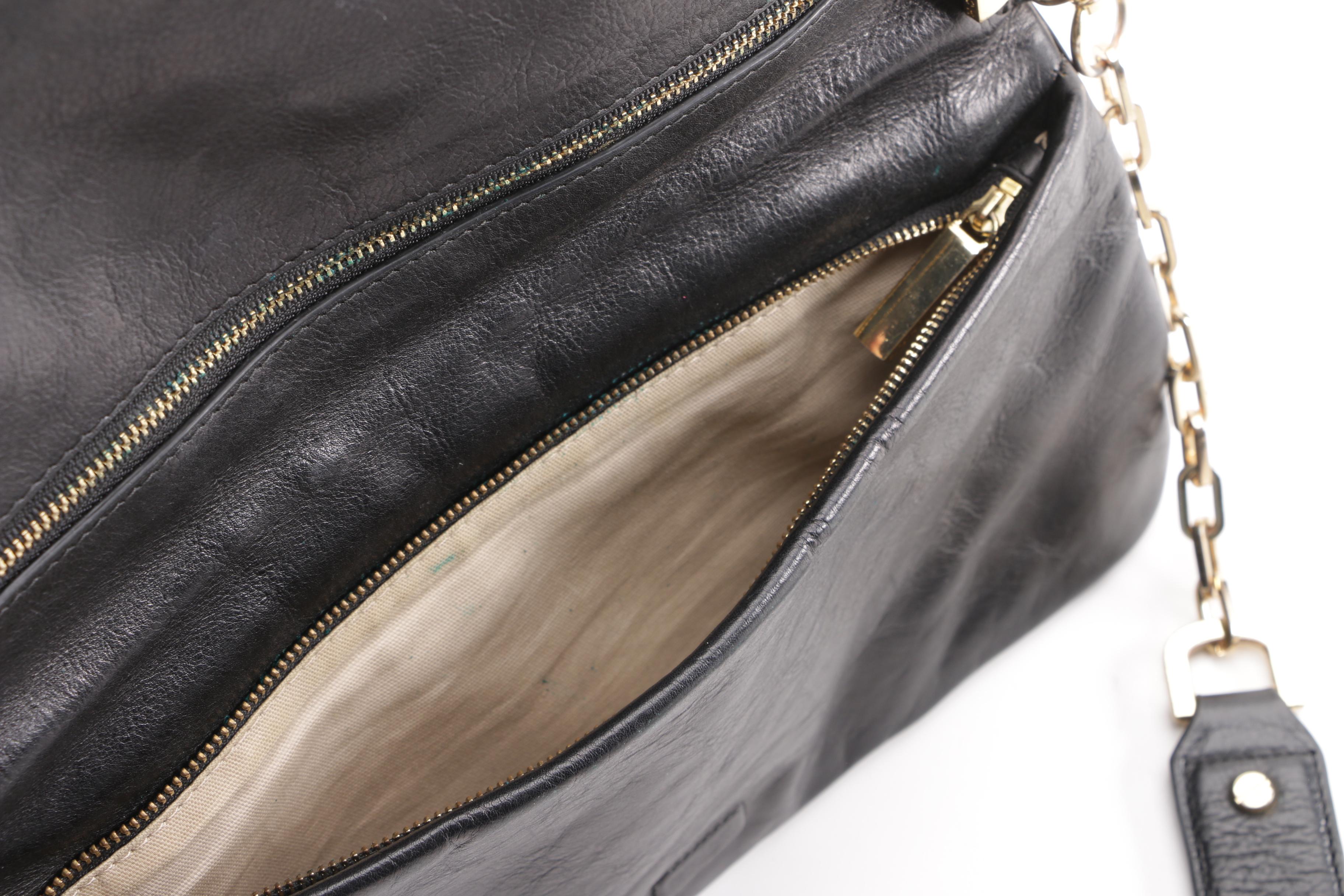 Tory Burch Bombe Reva Black Leather Convertible Clutch