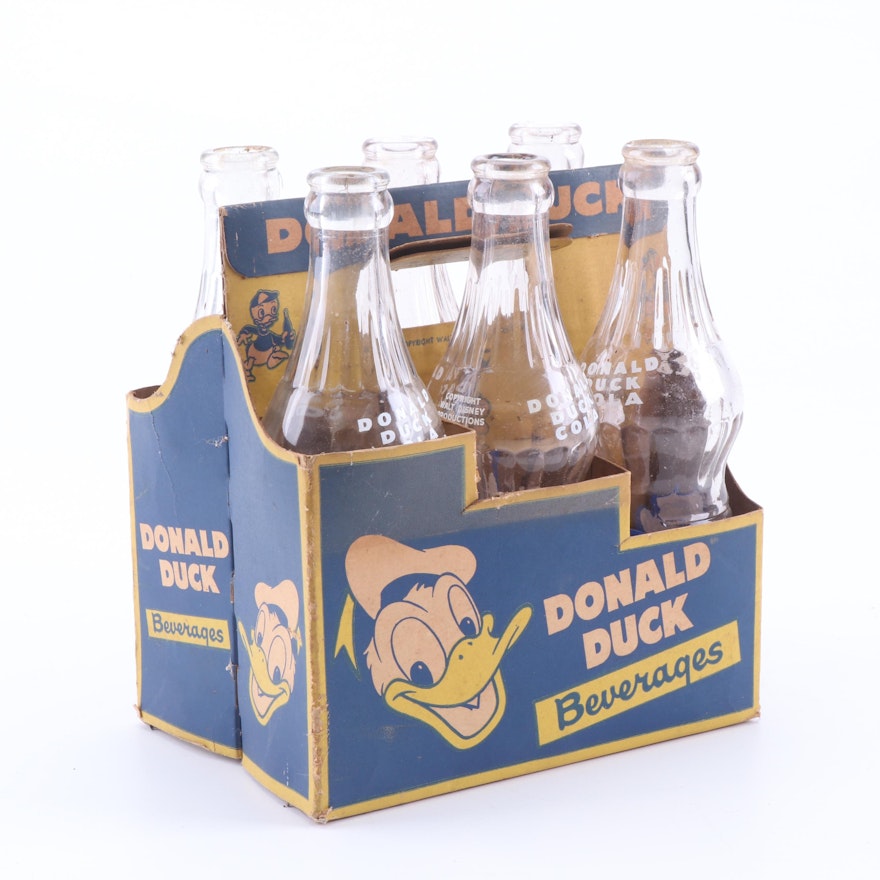Donald Duck Cola Bottles in Cardboard Carrier, circa 1950s