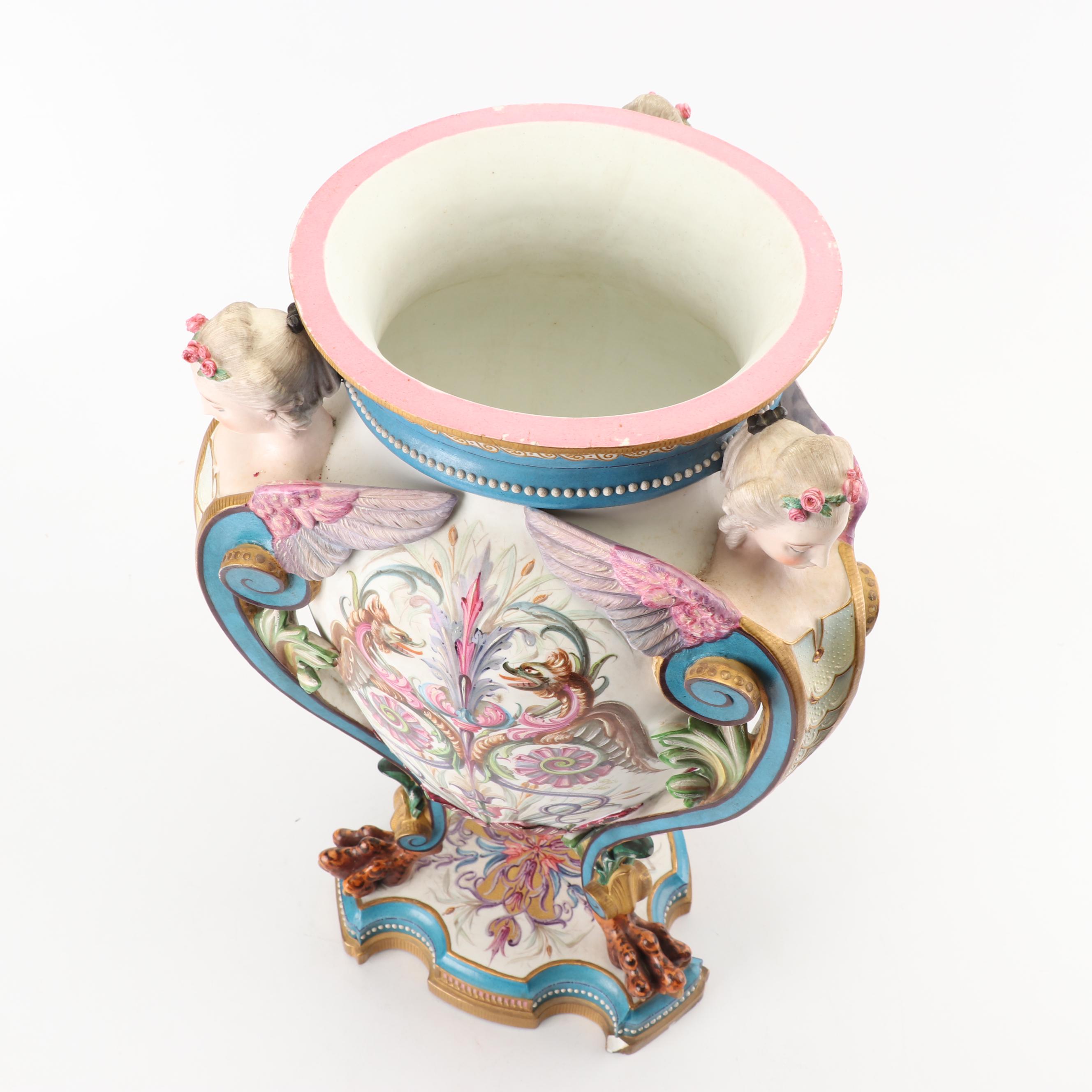 Jean Gille French Porcelain Lidded Urn, 19th Century