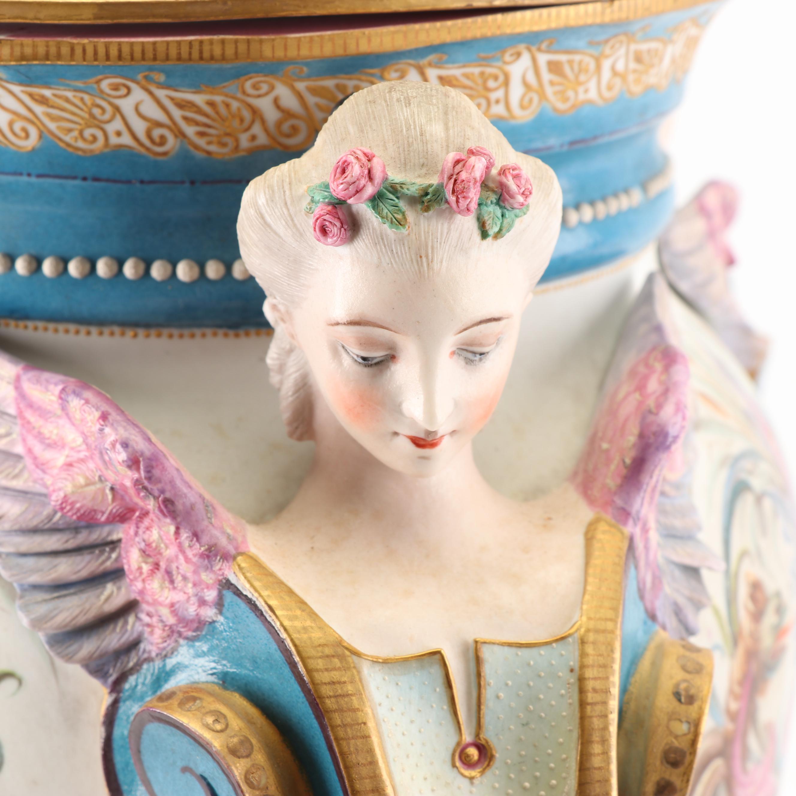 Jean Gille French Porcelain Lidded Urn, 19th Century