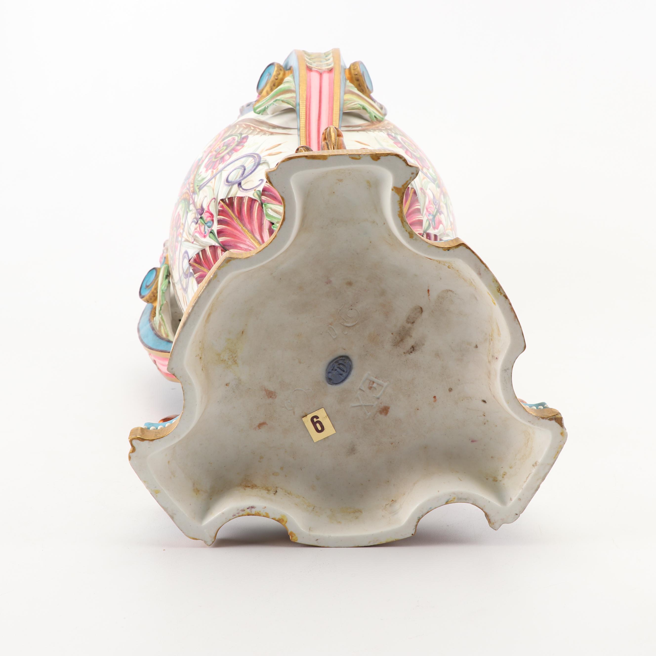 Jean Gille French Porcelain Lidded Urn, 19th Century