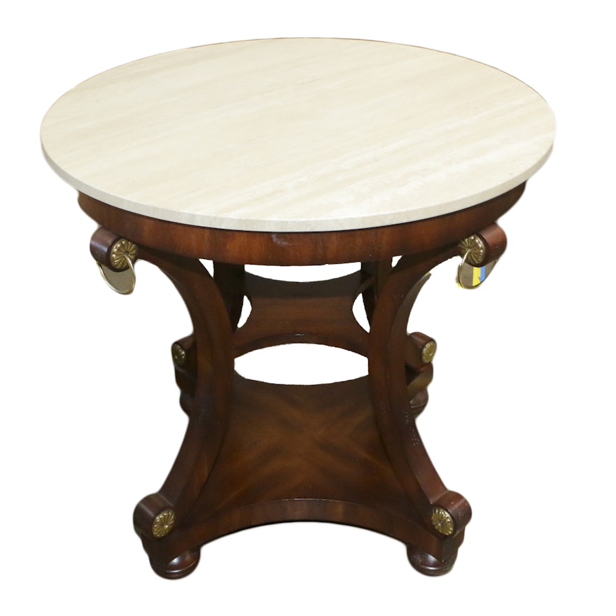 Regency Style Wood and Stone Side Table, 21st Century