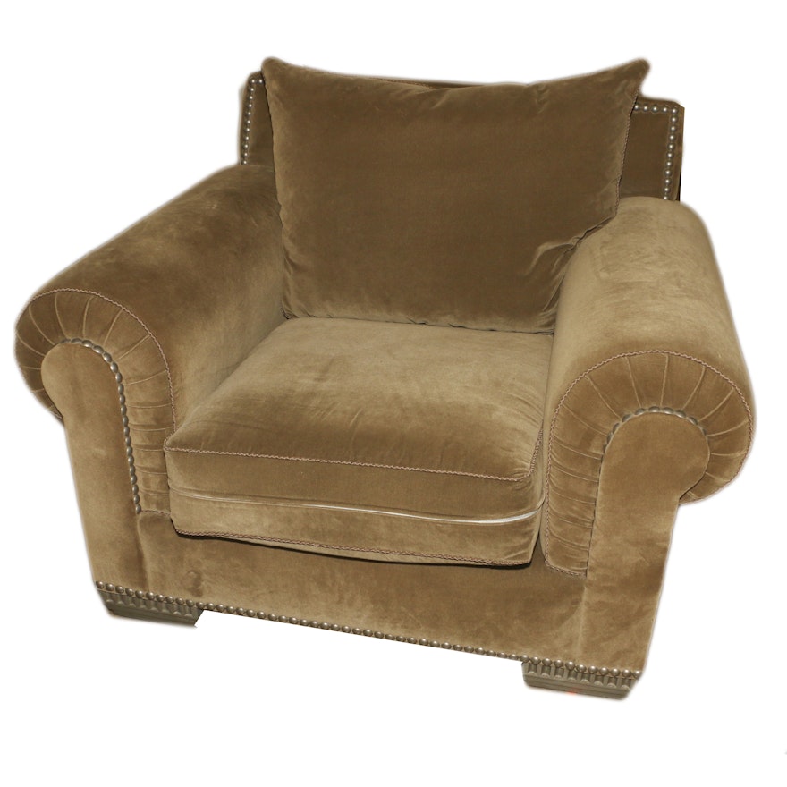 Velvet Upholstered Armchair by Marge Carson, Late 20th Century