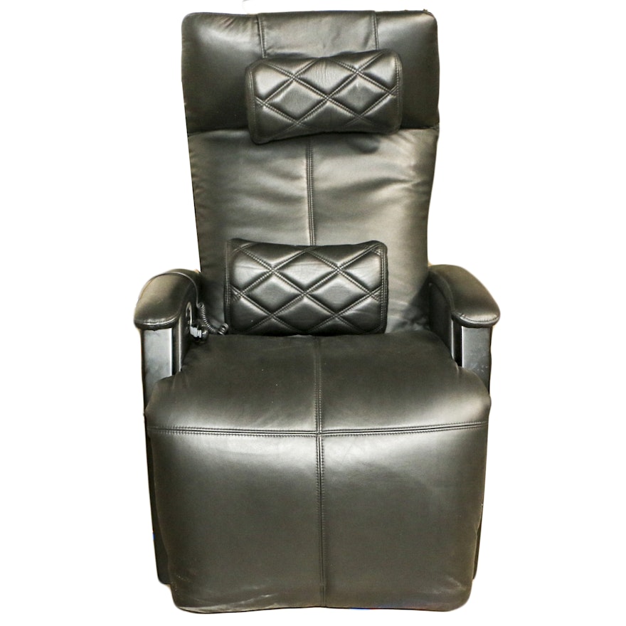 Black Faux Leather ZG Massage Recliner Chair by Ergotec, 21st Century