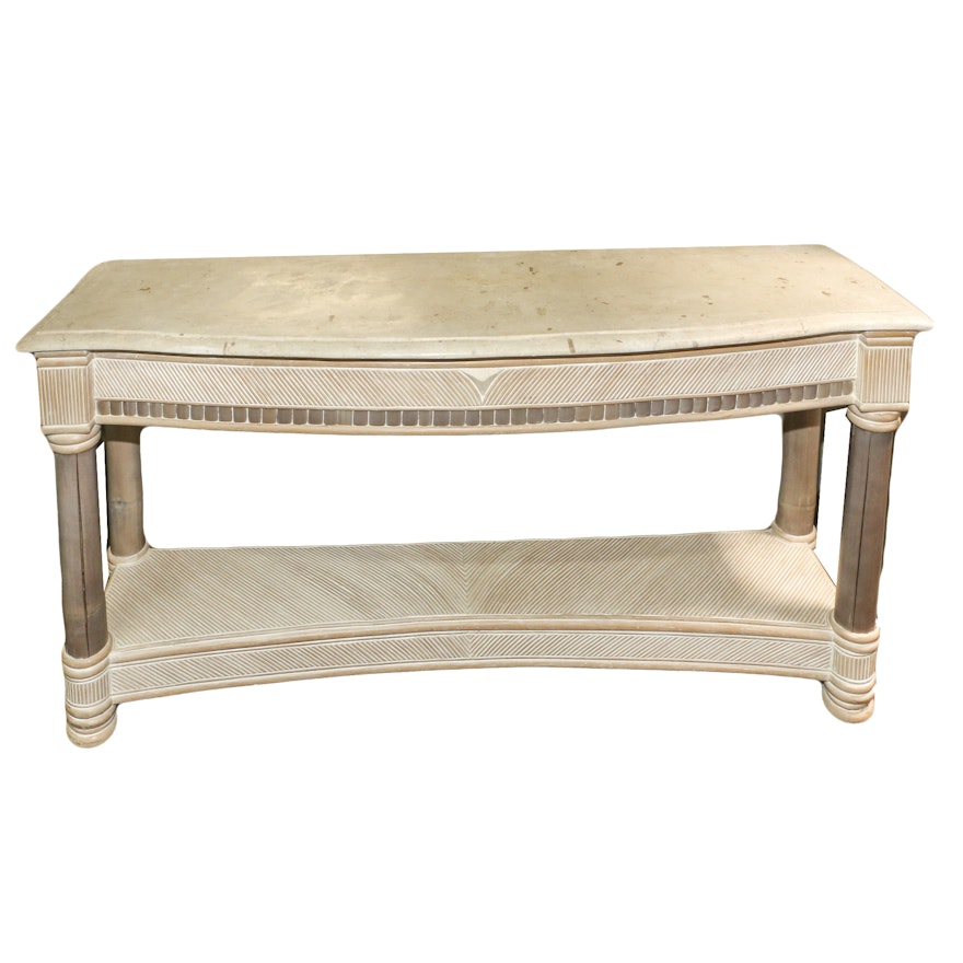 Neoclassical Style Stone Laminate Console Table, 21st Century