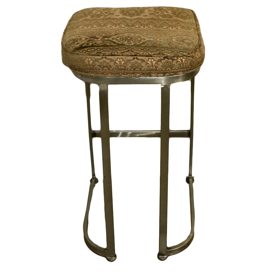 Upholstered Backless Metal Stool, 21st Century