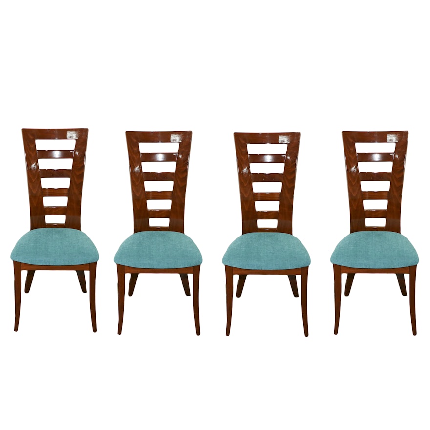 Four Italian Modernist Dining Chairs with Rosewood Inlay