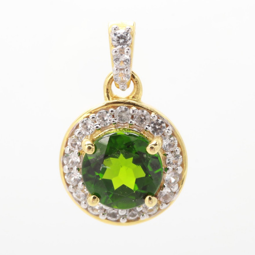 Robert Manse Gold Wash on Sterling Silver Chrome Diopside and Topaz Pendant