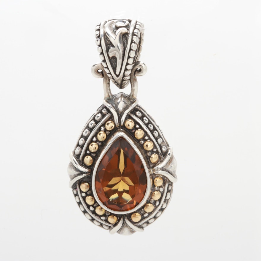 Robert Manse Sterling Silver Citrine Pendant with 18K Accents