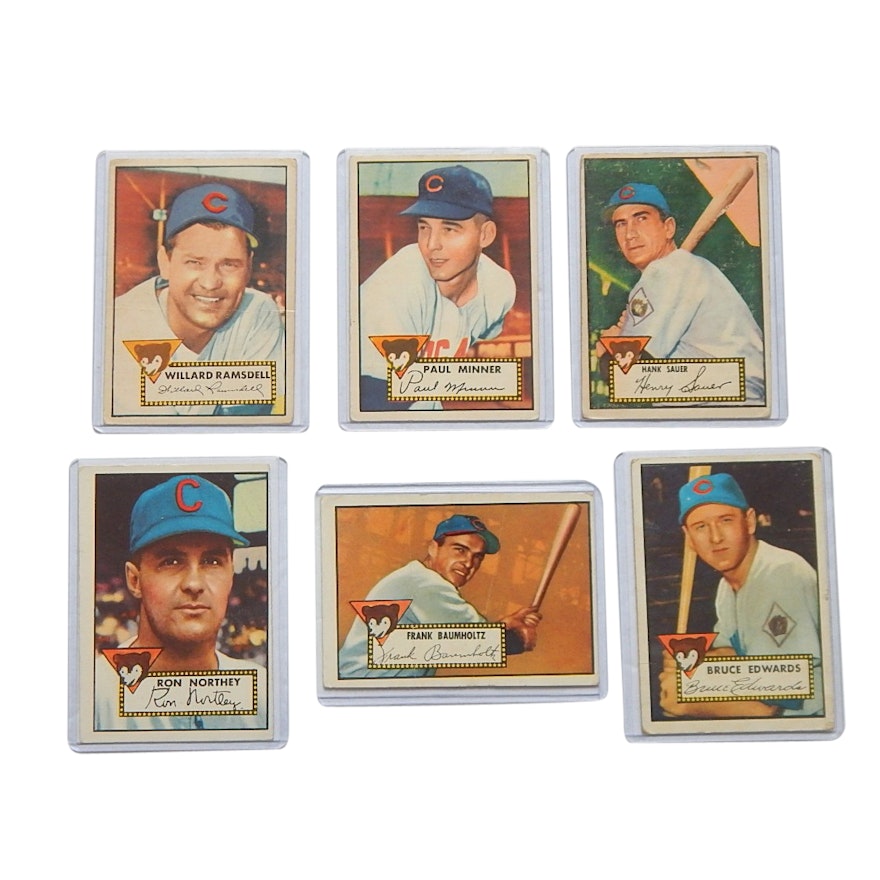 1952 Topps Chicago Cubs Baseball Cards with Northey, Baumholtz, Edwards, Sauer