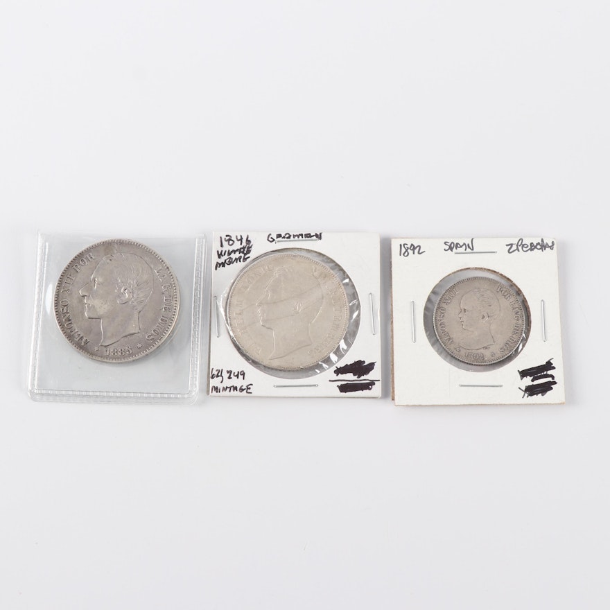 Three 19th Century Foreign Silver Coins