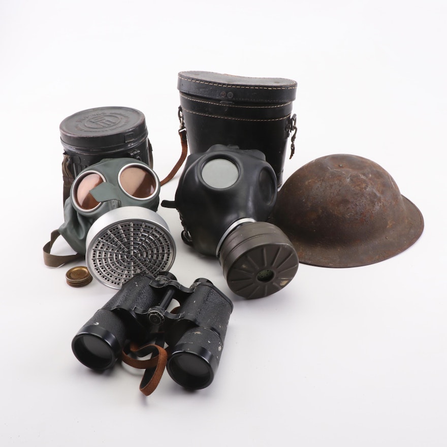WWII Era German Civil Defense Gas Mask and More