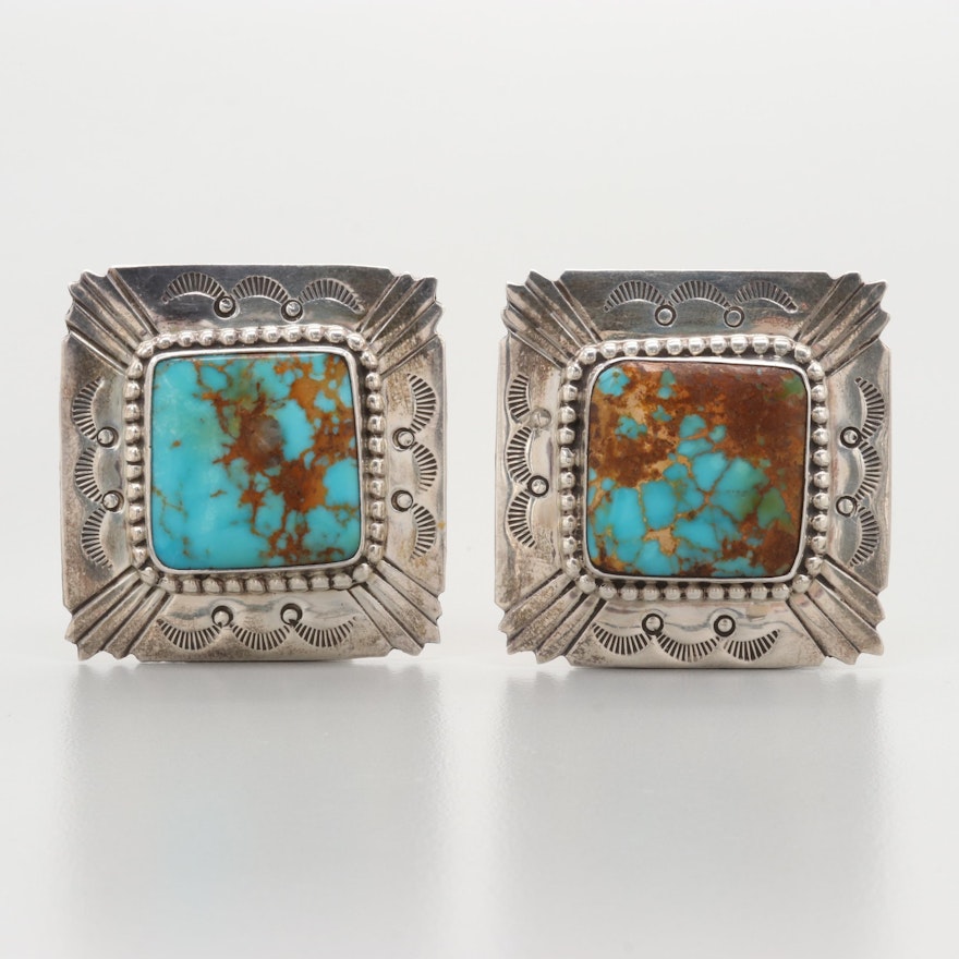 Michael Nez Navajo Diné Sterling Silver Turquoise Earrings