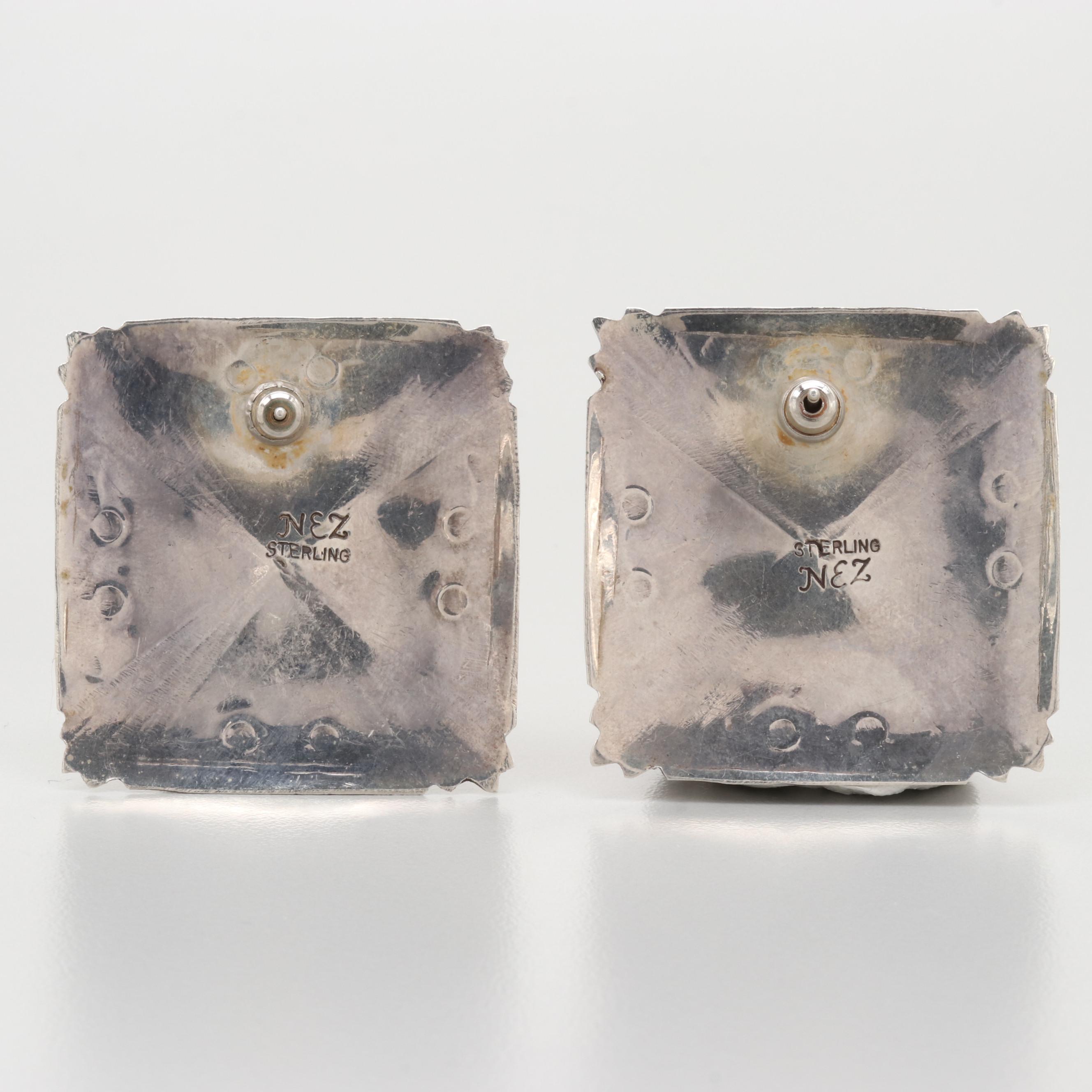 Michael Nez Navajo Diné Sterling Silver Turquoise Earrings