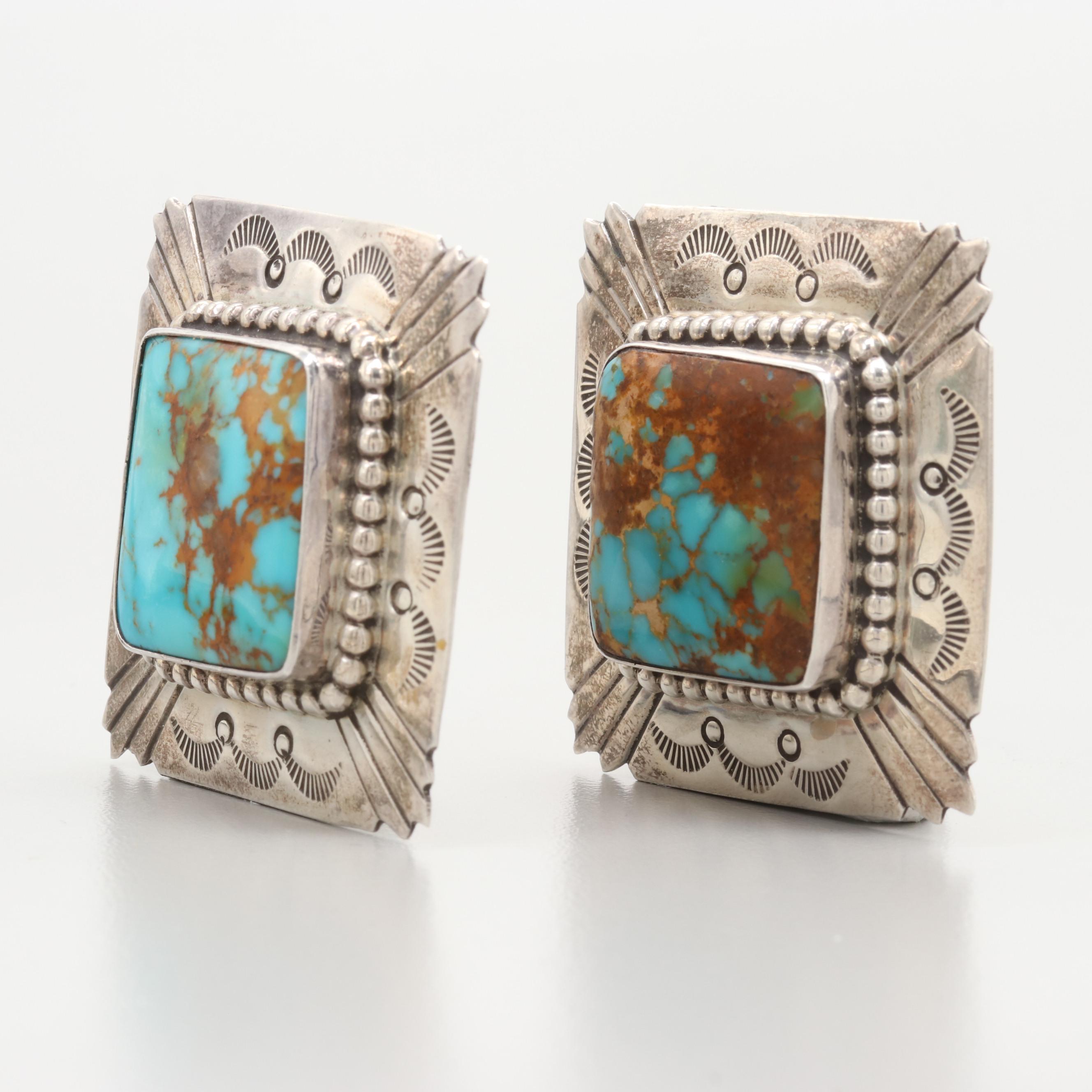 Michael Nez Navajo Diné Sterling Silver Turquoise Earrings