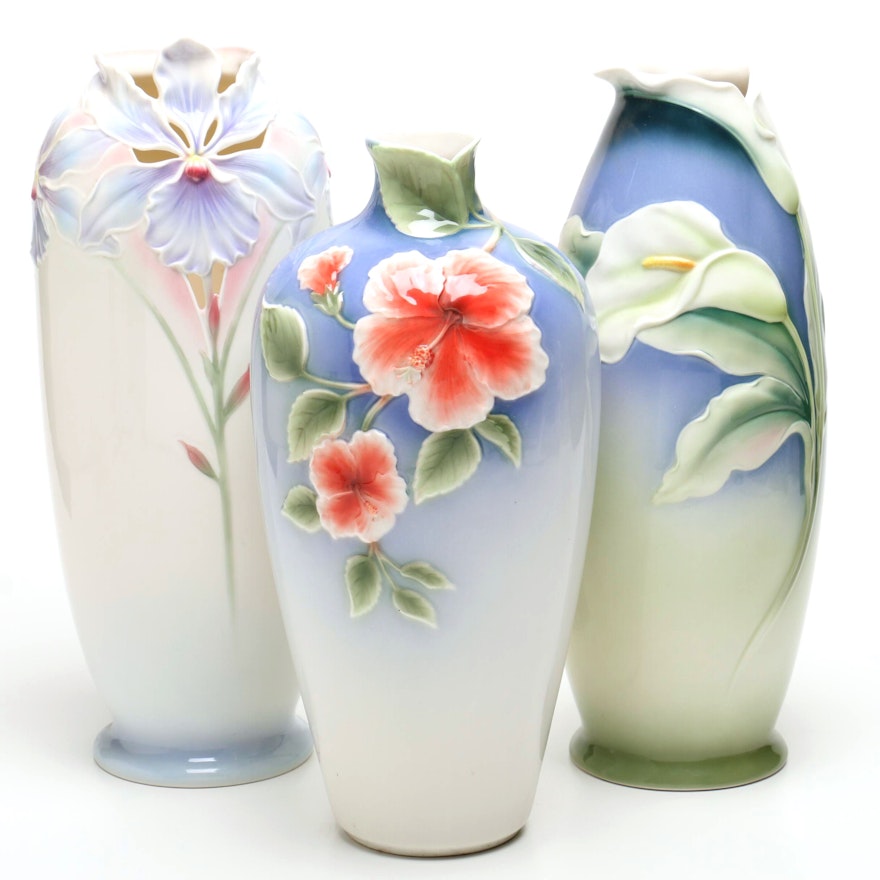 Tall Porcelain Franz Collection Vases