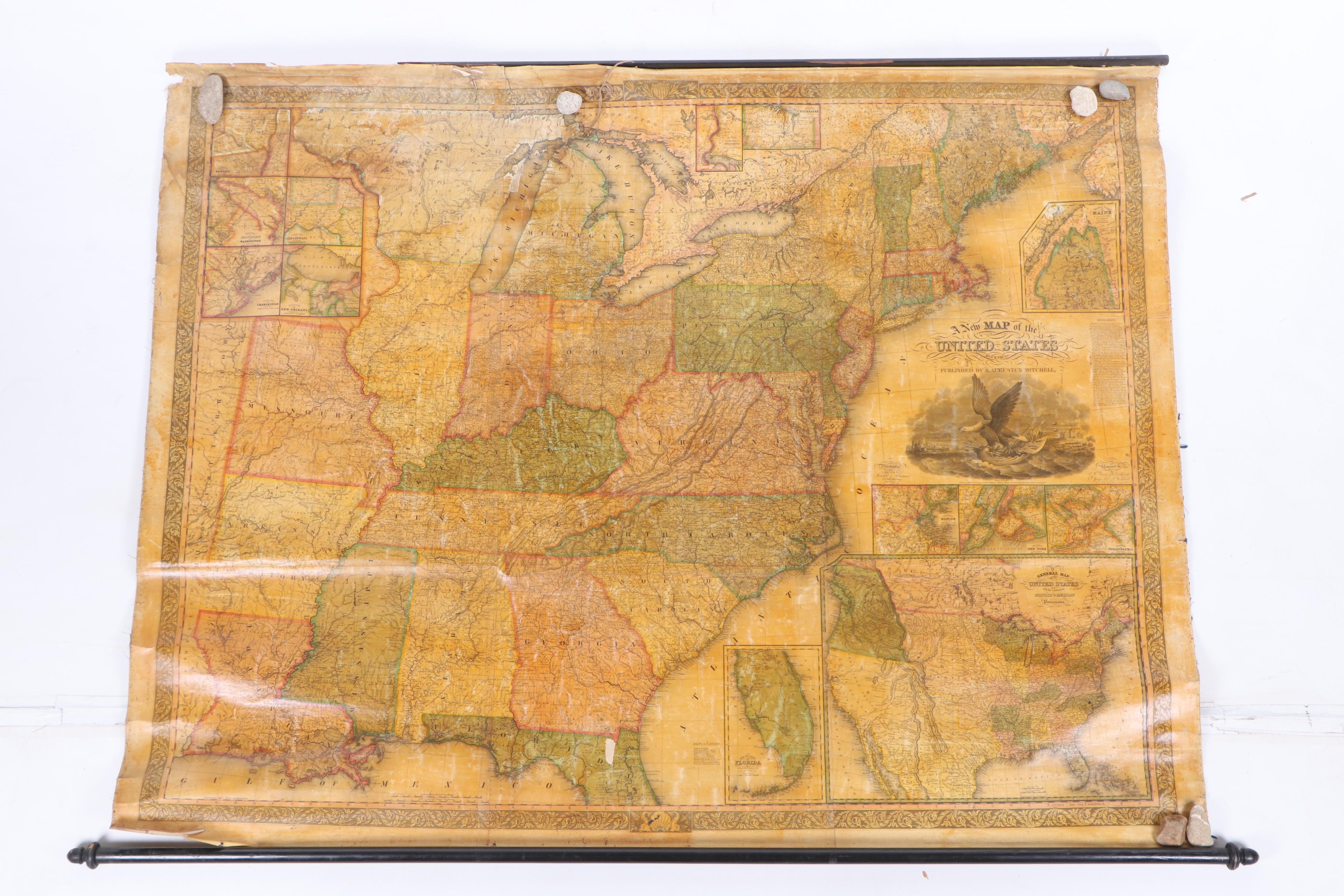 1834 Pull-Down Wall Map of the United States