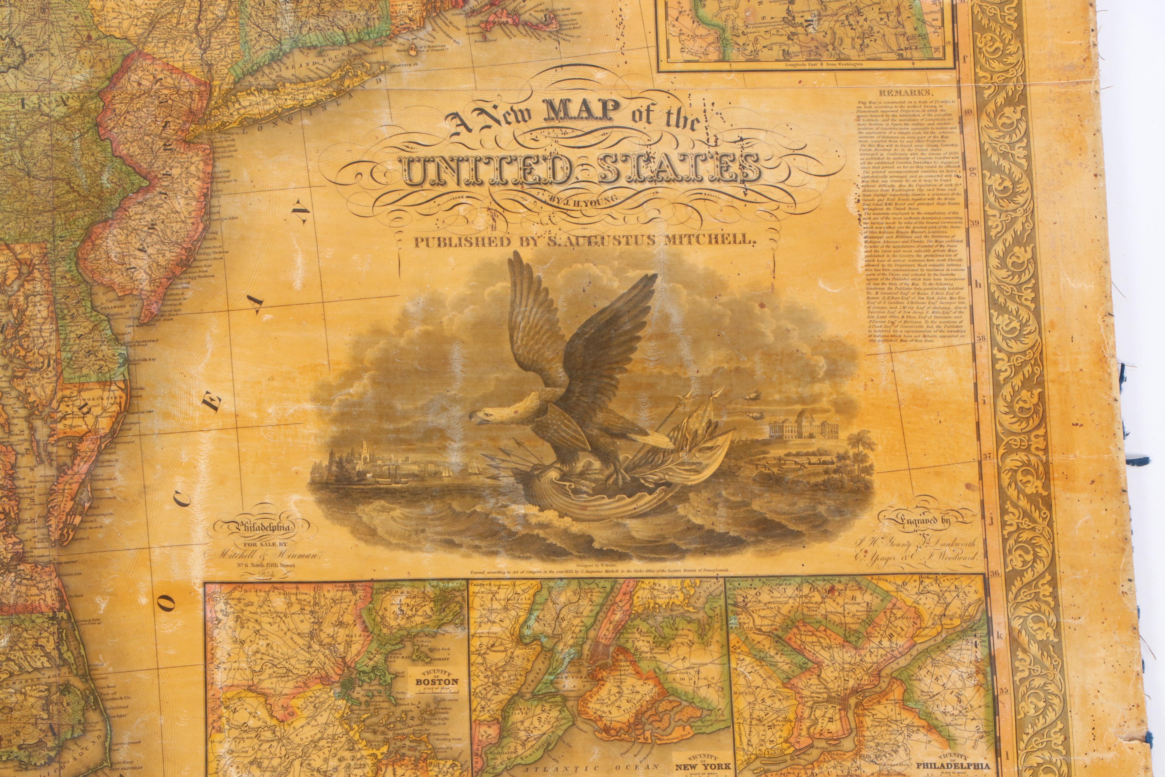 1834 Pull-Down Wall Map of the United States