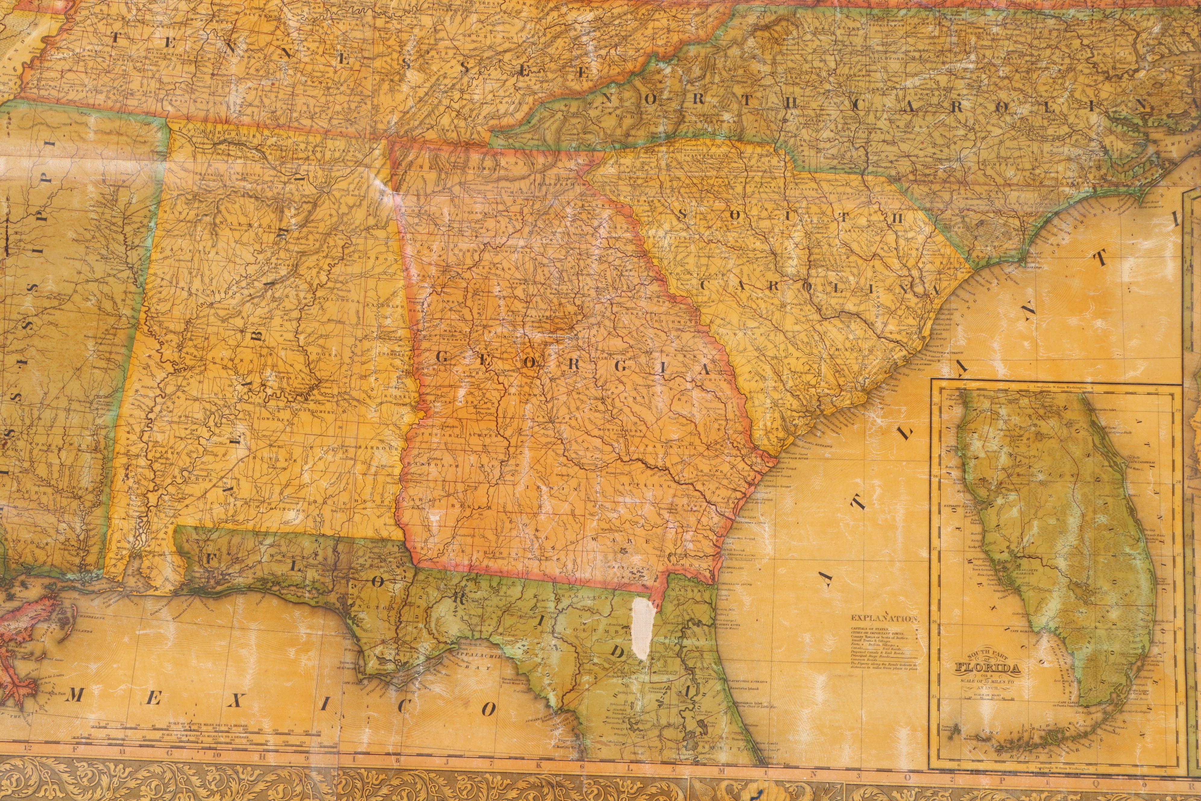 1834 Pull-Down Wall Map of the United States