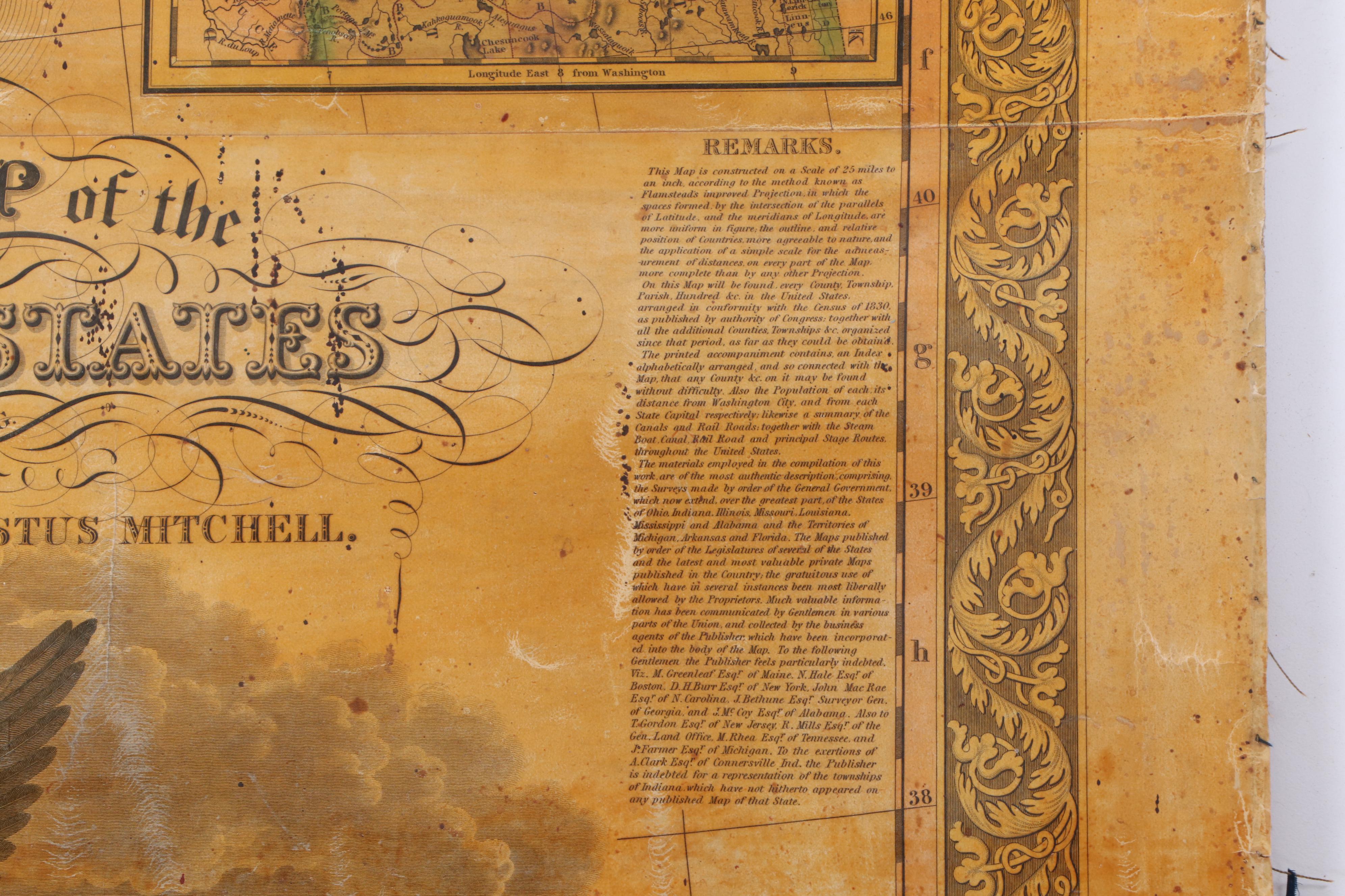 1834 Pull-Down Wall Map of the United States