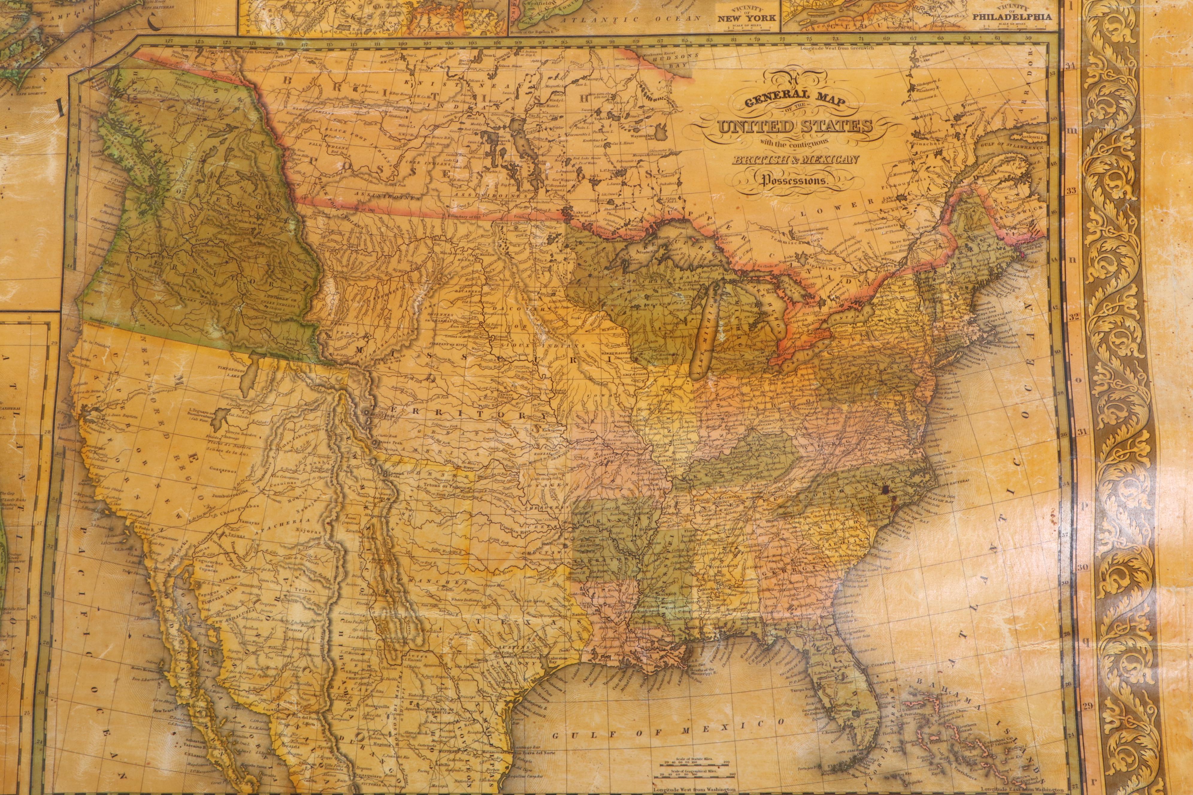 1834 Pull-Down Wall Map of the United States
