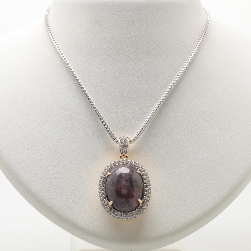 Sterling Silver Star Corundum and White Sapphire Necklace