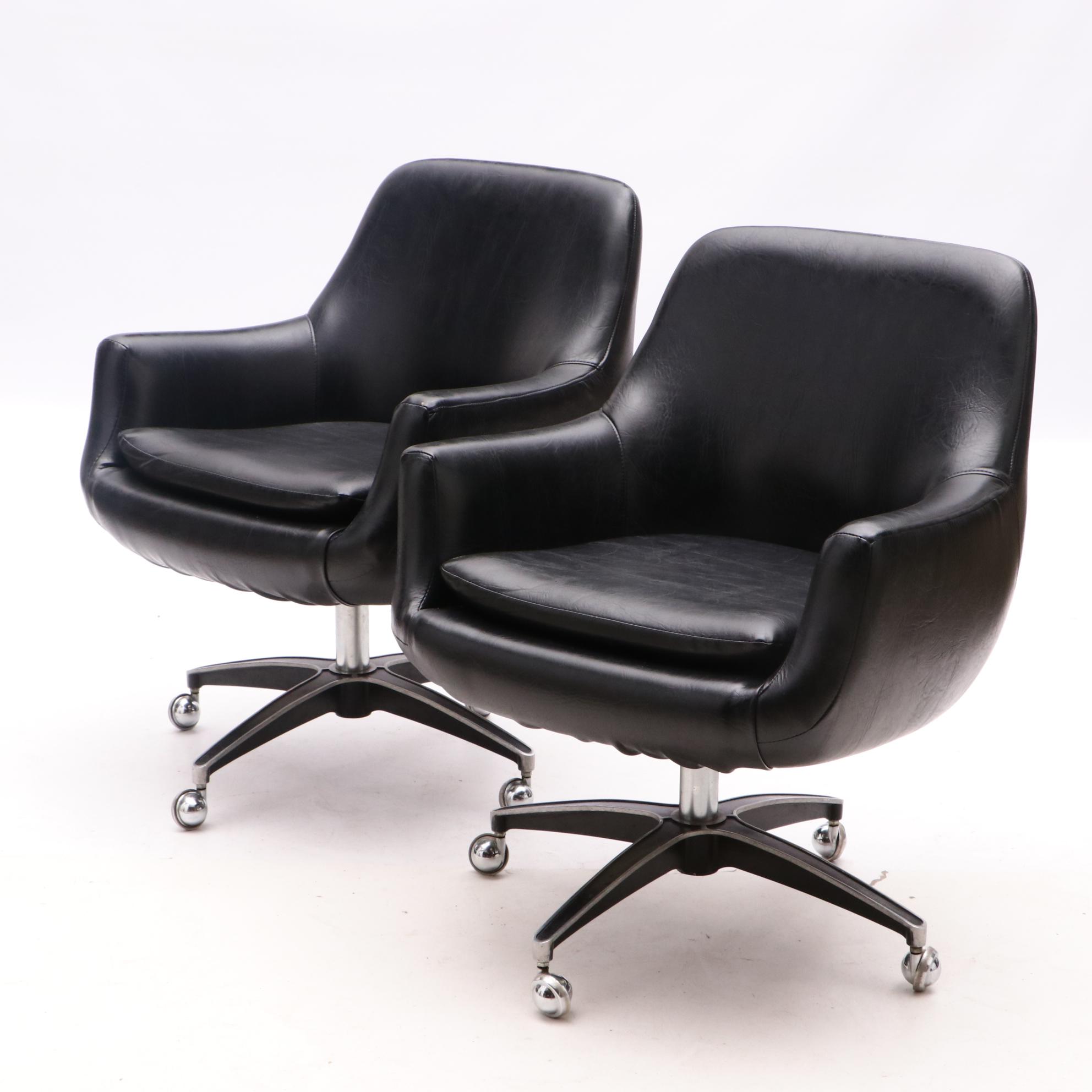 Daystrom Furniture Vintage Black Swivel Chairs
