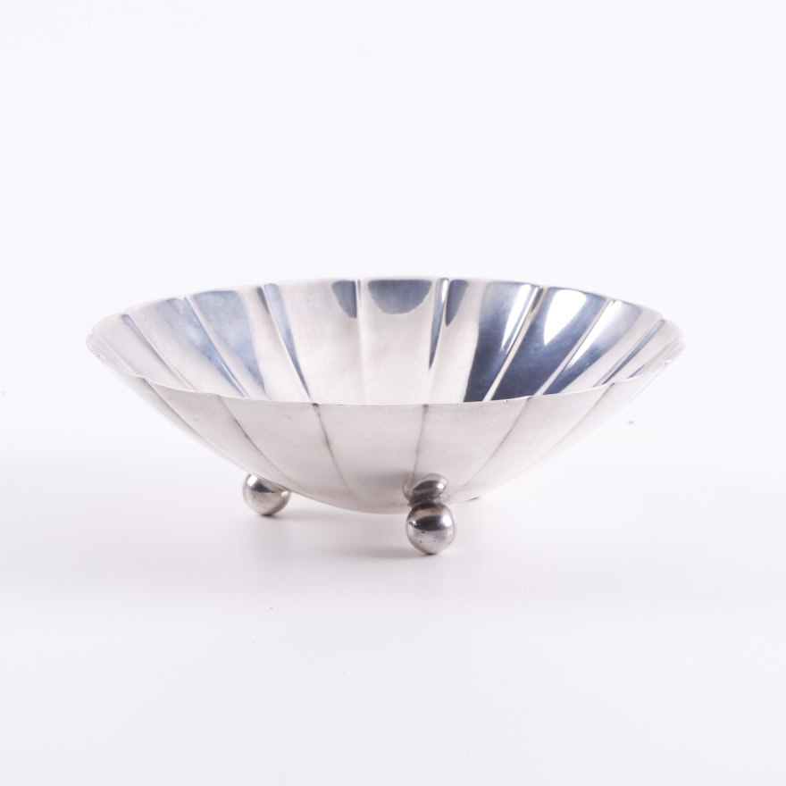 Tiffany & Co. Sterling Silver Ball-Footed Scalloped Bowl, Mid-Century