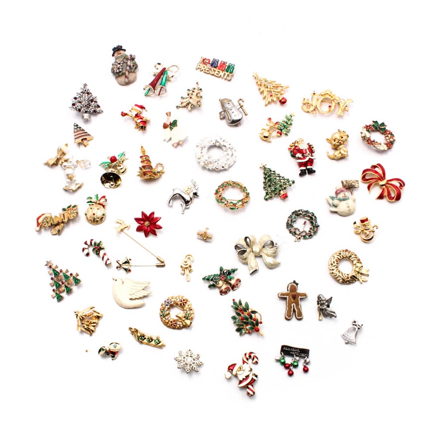 Fifty Christmas Motif Brooches and Pins