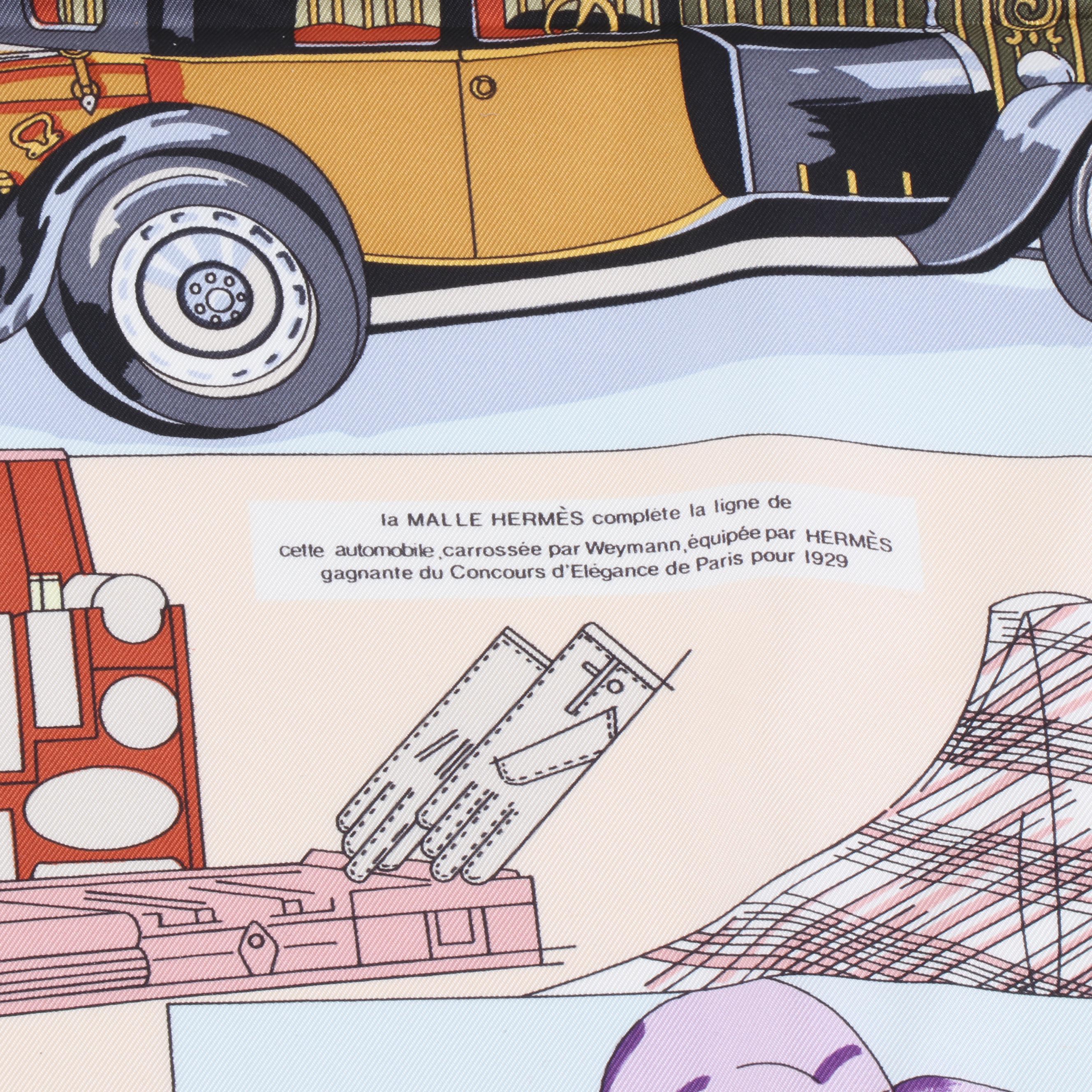 1996 Vintage Hermès of Paris "L'Elégance et le Confort en Automobile" Silk Scarf