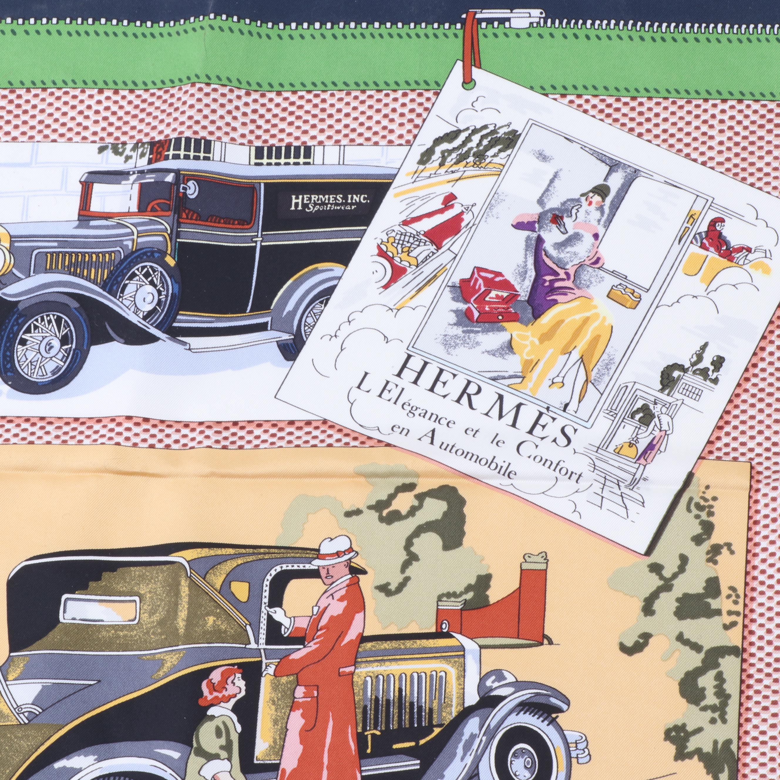 1996 Vintage Hermès of Paris "L'Elégance et le Confort en Automobile" Silk Scarf