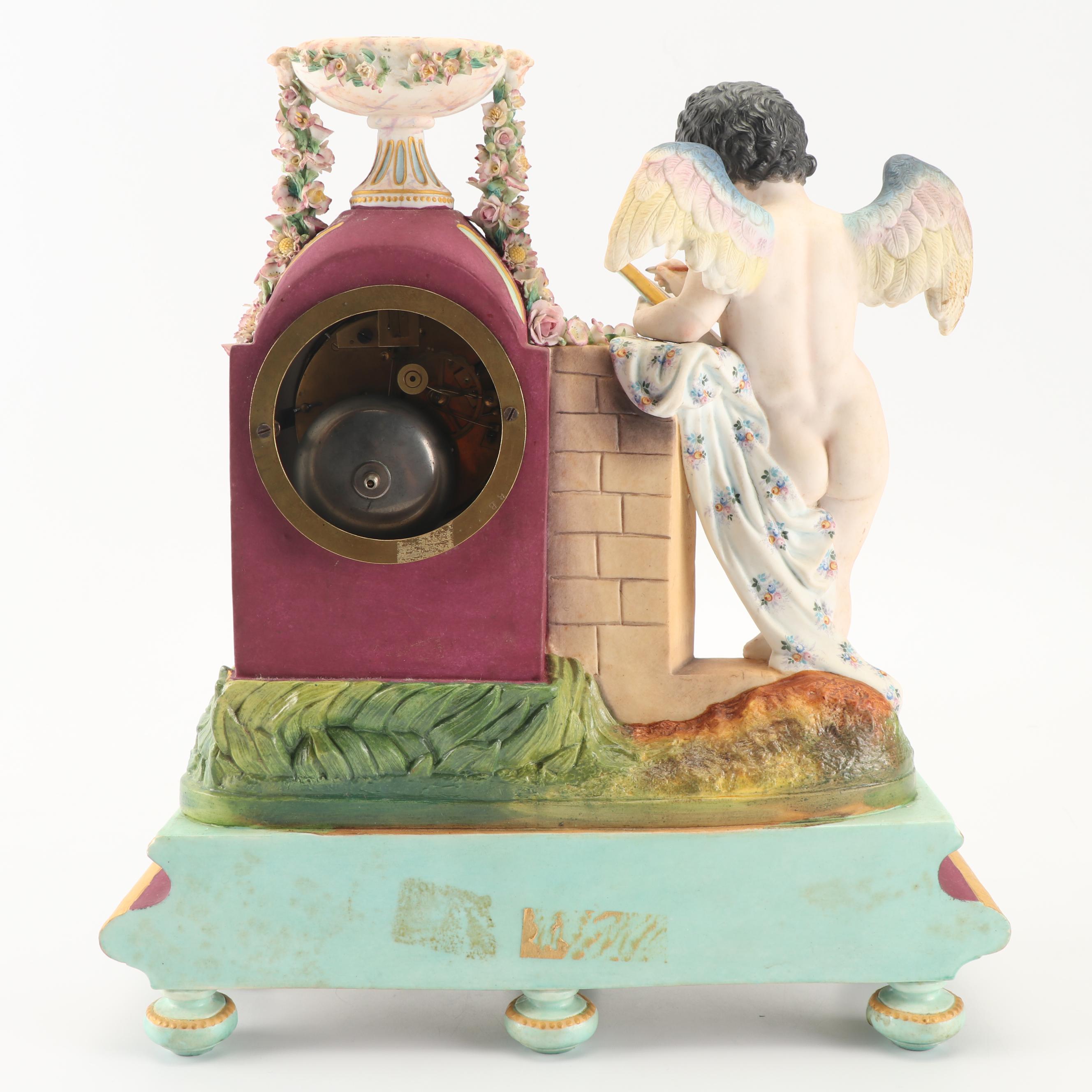 French Style Bisque Mantel Clock